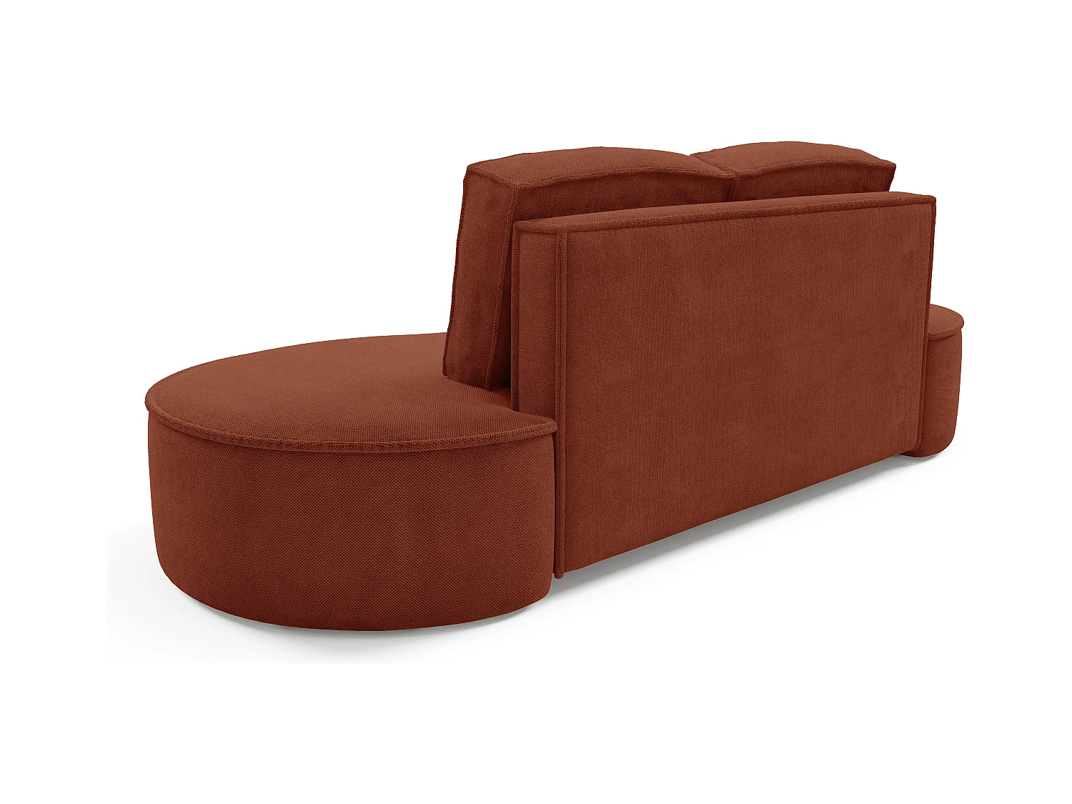 Sofa Molly – Freistehendes Halbrunde Ausführung Designsofa mit zwei eleganten abnehmbaren RückenKissen Curio Stoff Größe: 234x101x88 cm Farbe: Braun