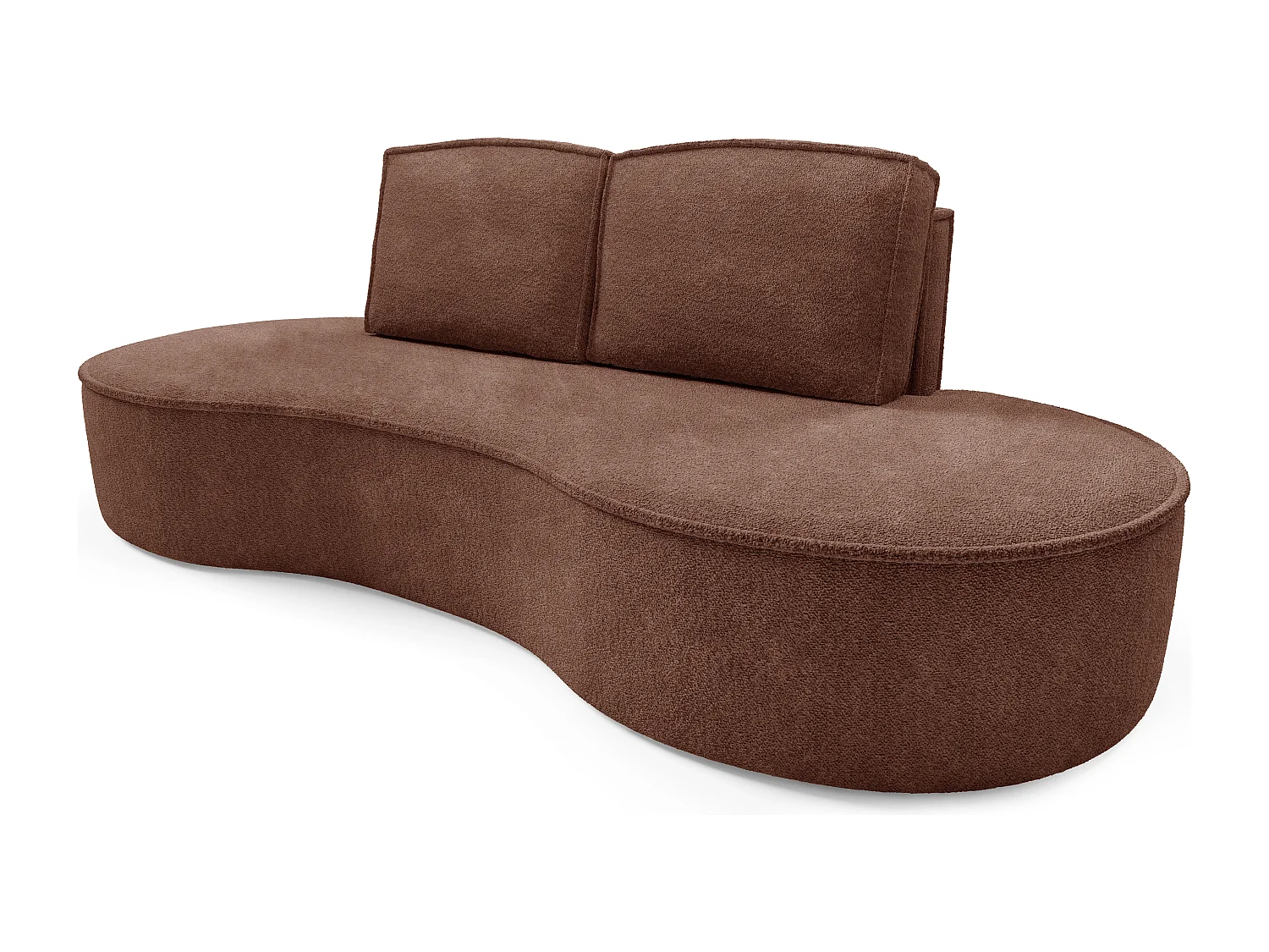 Sofa Molly – Freistehendes Halbrunde Ausführung Designsofa mit zwei eleganten abnehmbaren RückenKissen Abriamo Stoff Größe: 234x101x88 cm Farbe: Braun
