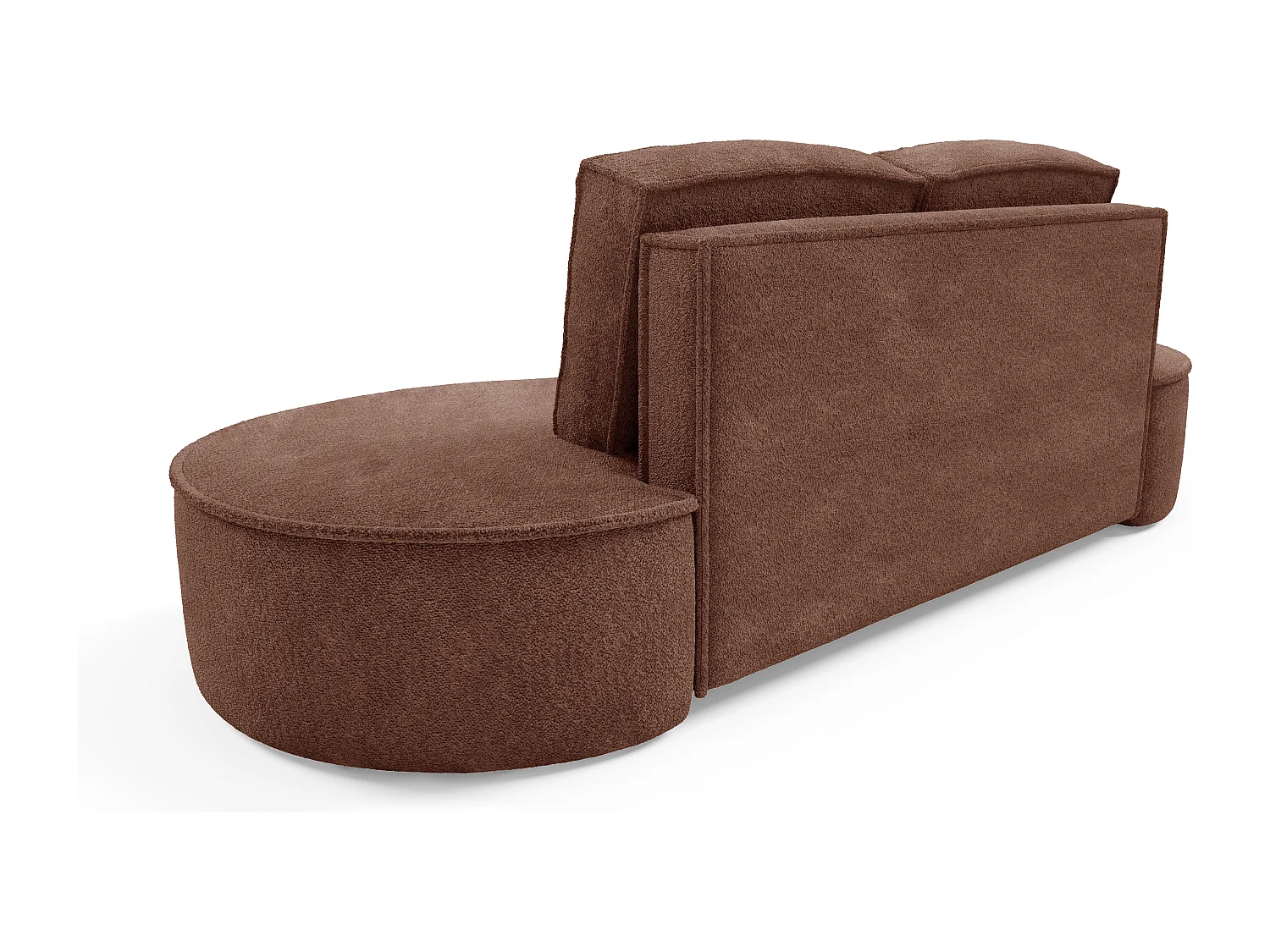 Sofa Molly – Freistehendes Halbrunde Ausführung Designsofa mit zwei eleganten abnehmbaren RückenKissen Abriamo Stoff Größe: 234x101x88 cm Farbe: Braun