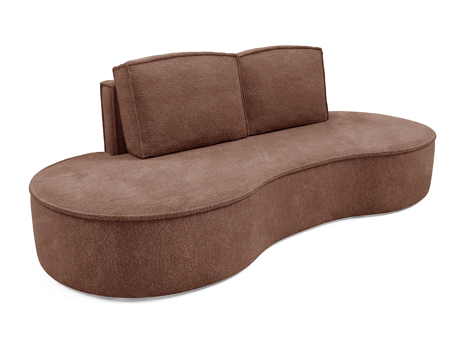 Sofa Molly – Freistehendes Halbrunde Ausführung Designsofa mit zwei eleganten abnehmbaren RückenKissen Abriamo Stoff Größe: 234x101x88 cm Farbe: Braun