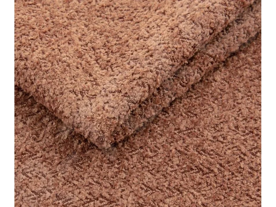 Sofa MOLLY – Halfrond vrijstaand design, 2 afneembare rugkussens, Abriamo-stof, afm. 234x101x88 cm, kleur: Bruin