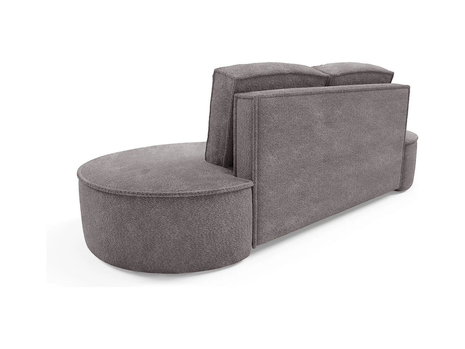 Sofa Molly – Freistehendes Halbrunde Ausführung Designsofa mit zwei eleganten abnehmbaren RückenKissen Abriamo Stoff Größe: 234x101x88 cm Farbe: Grau Seide