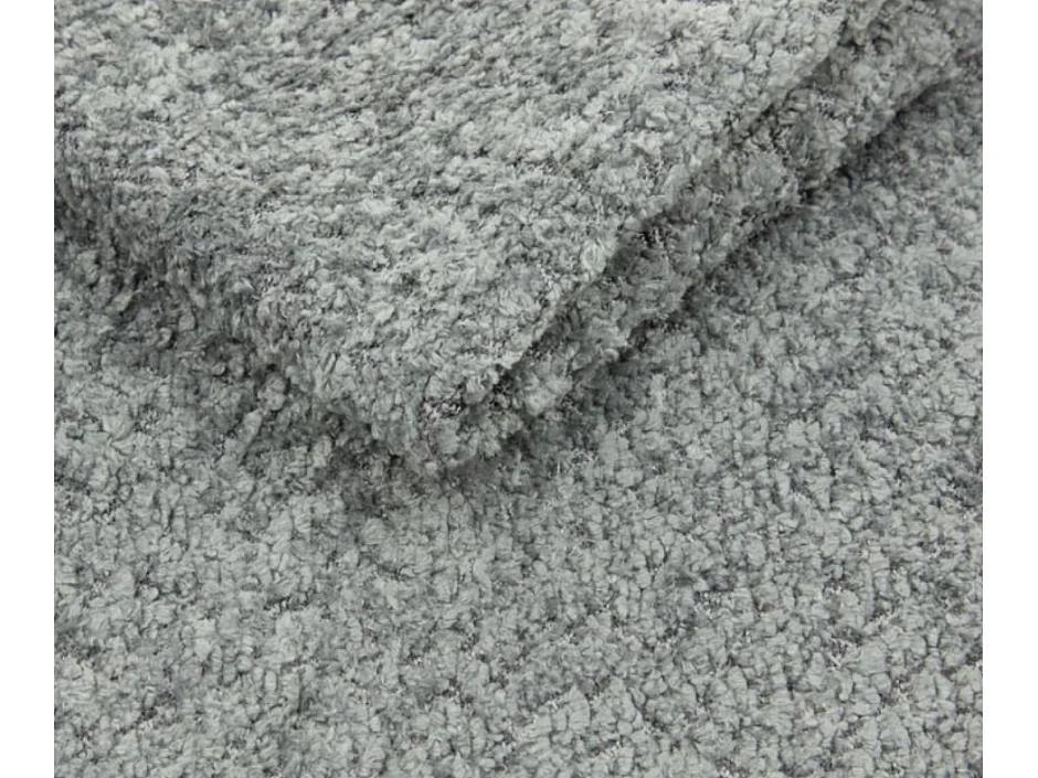 Sofa MOLLY – Halfrond vrijstaand design, 2 afneembare rugkussens, Abriamo-stof, afm. 234x101x88 cm, kleur: Zijdegrijs