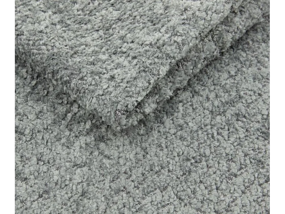 Sofa MOLLY – Design autoportant, forme arrondie, 2 coussins de dossier amovibles, tissu Abriamo, 234x101x88 cm, couleur gris soie