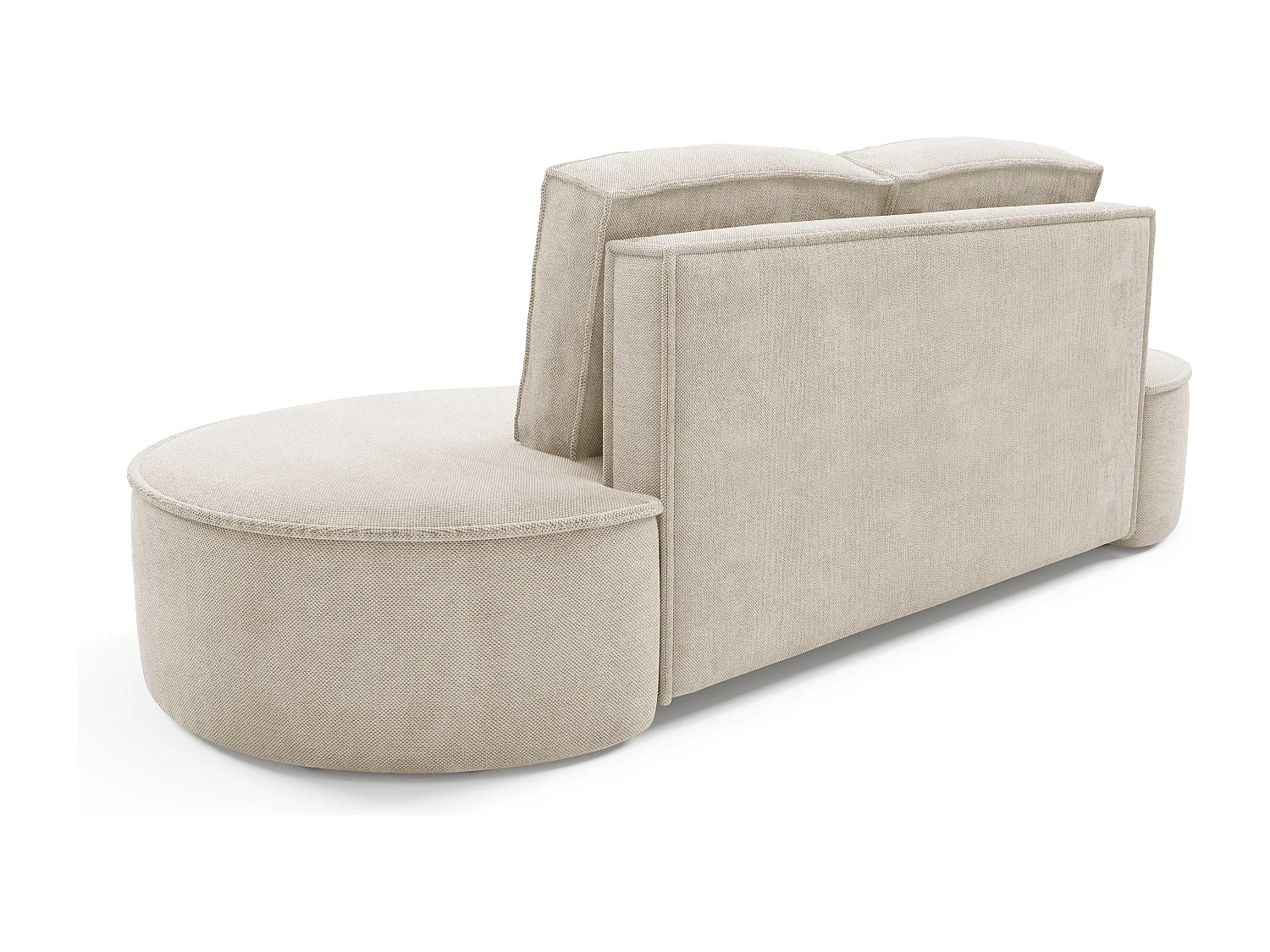 Sofa Molly – Freistehendes Halbrunde Ausführung Designsofa mit zwei eleganten abnehmbaren RückenKissen Curio Stoff Größe: 234x101x88 cm Farbe: Beige