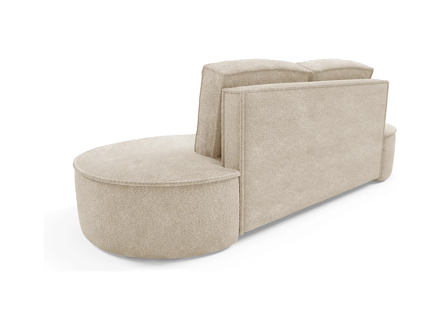 Sofa Molly – Freistehendes Halbrunde Ausführung Designsofa mit zwei eleganten abnehmbaren RückenKissen Abriamo Stoff Größe: 234x101x88 cm Farbe: Beige