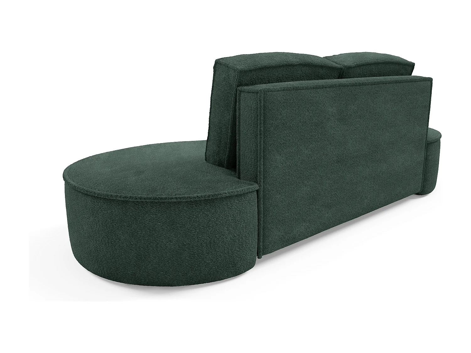 Sofa MOLLY – Halfrond vrijstaand design, 2 afneembare rugkussens, Abriamo-stof, afm. 234x101x88 cm, kleur: Groen