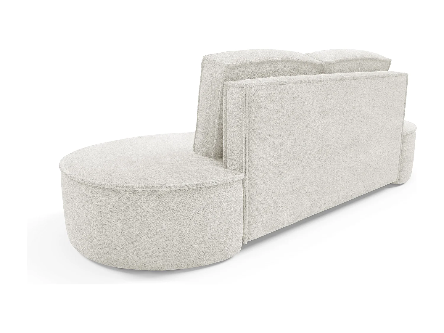 Sofa Molly – Freistehendes Halbrunde Ausführung Designsofa mit zwei eleganten abnehmbaren RückenKissen Abriamo Stoff Größe: 234x101x88 cm Farbe: Weiß