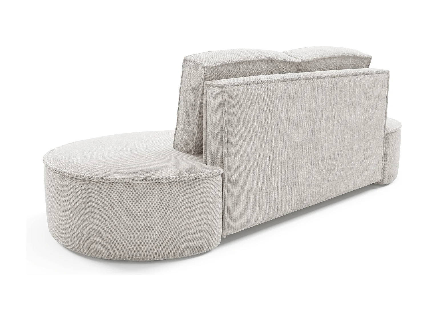 Sofa Molly – Freistehendes Halbrunde Ausführung Designsofa mit zwei eleganten abnehmbaren RückenKissen Curio Stoff Größe: 234x101x88 cm Farbe: Weiß