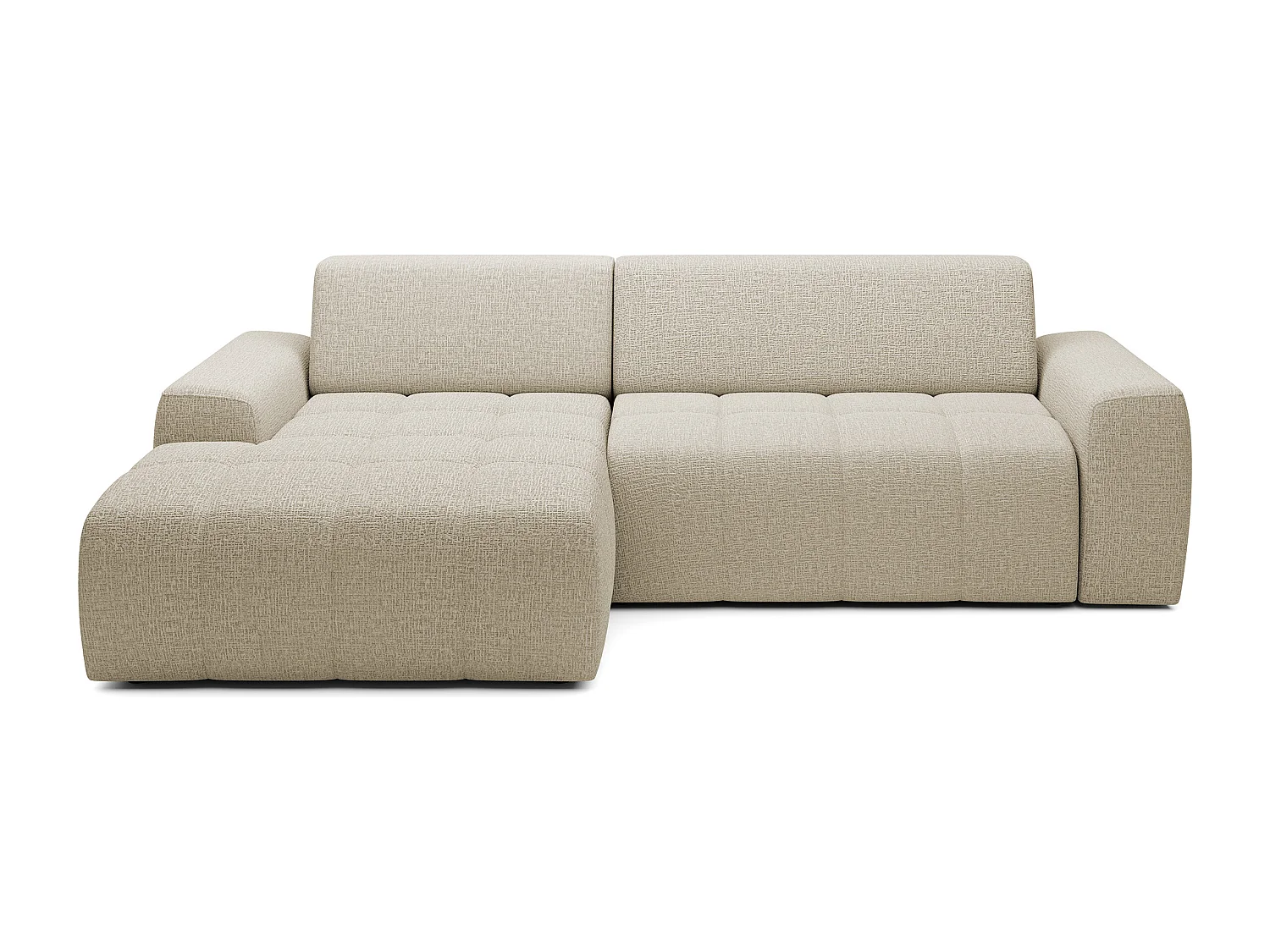 Canapé d'angle Savio indépendant, tissu Kansas résistant, dim. 265x172x81cm, couchage 206x92cm, côté gauche, beige foncé