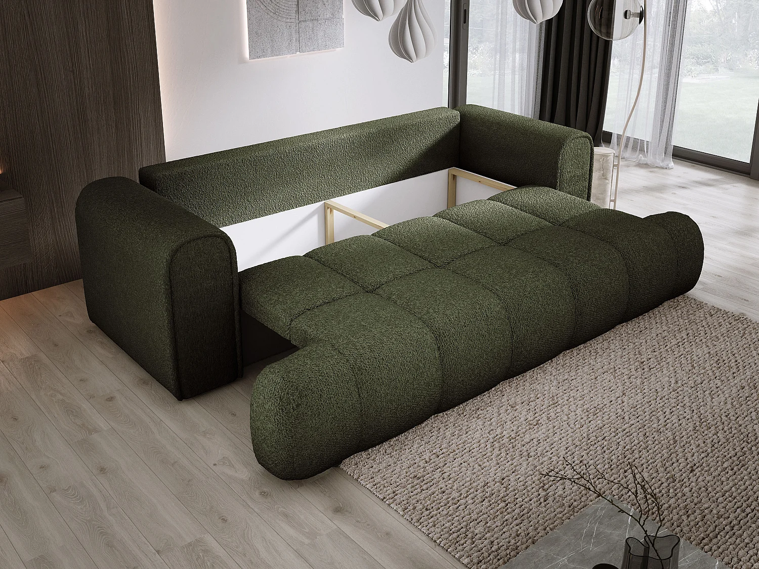 Canapé COCO Canapé-lit Avec Fonction Lit, Tissu Anthology, 2 places, Autonome, Dimension: 250x105x90cm Couleur: Grün