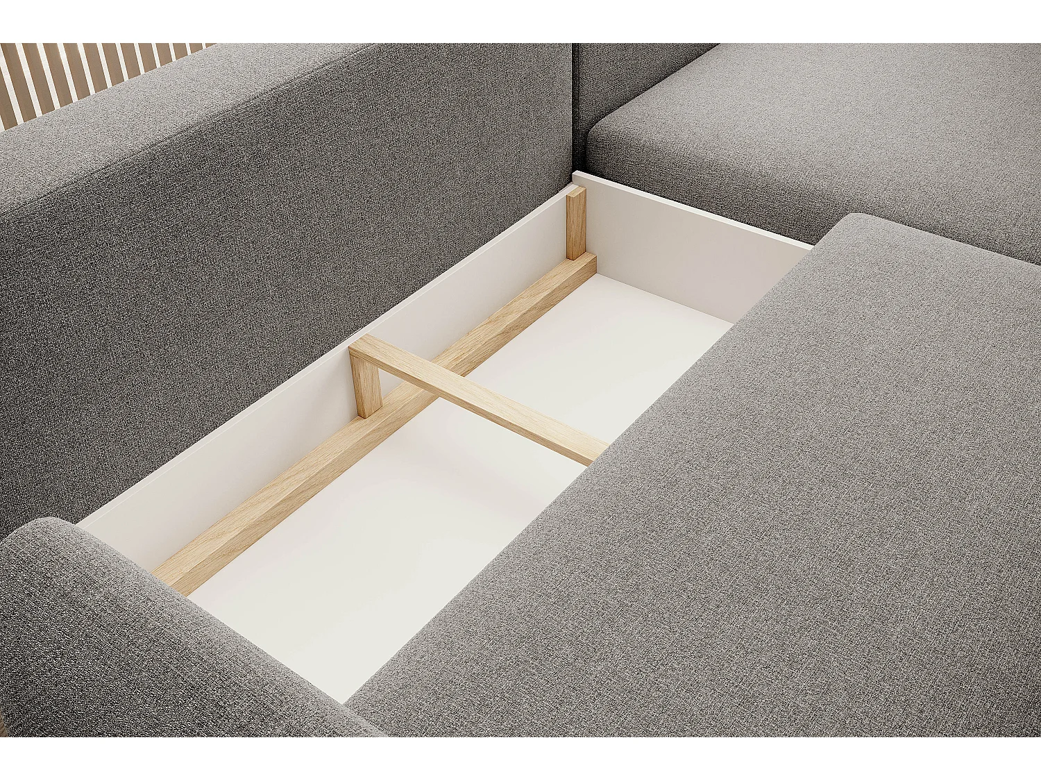 ECKSOFA BONO Stilvolles Sofa mit Schlaffunktion, Robuste Holzfüße, Elegante Armlehnen, Tiefe Sitzfläche 226x164x88cm, Linke Seite Grau