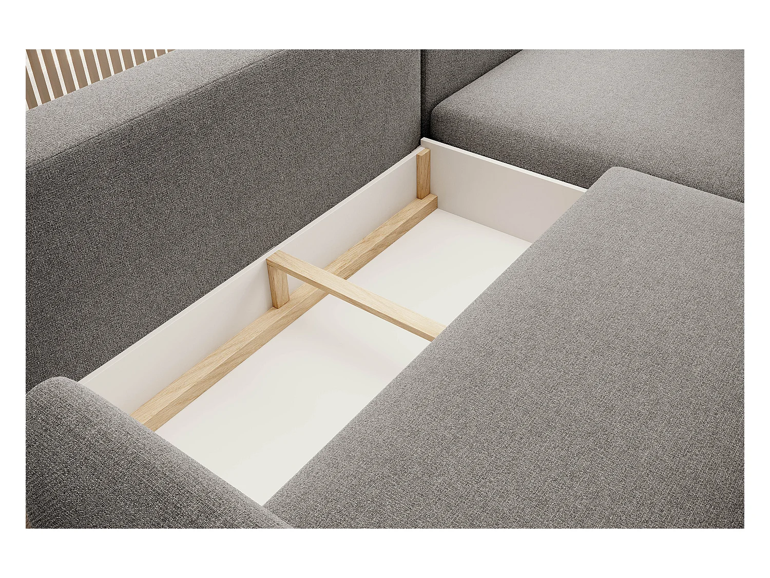 CANAPE BONO Canapé élégant avec fonction sommeil, Pieds en bois robustes, Accoudoirs élégants, Assise profonde 226x164x88cm, Côté gauche Gris