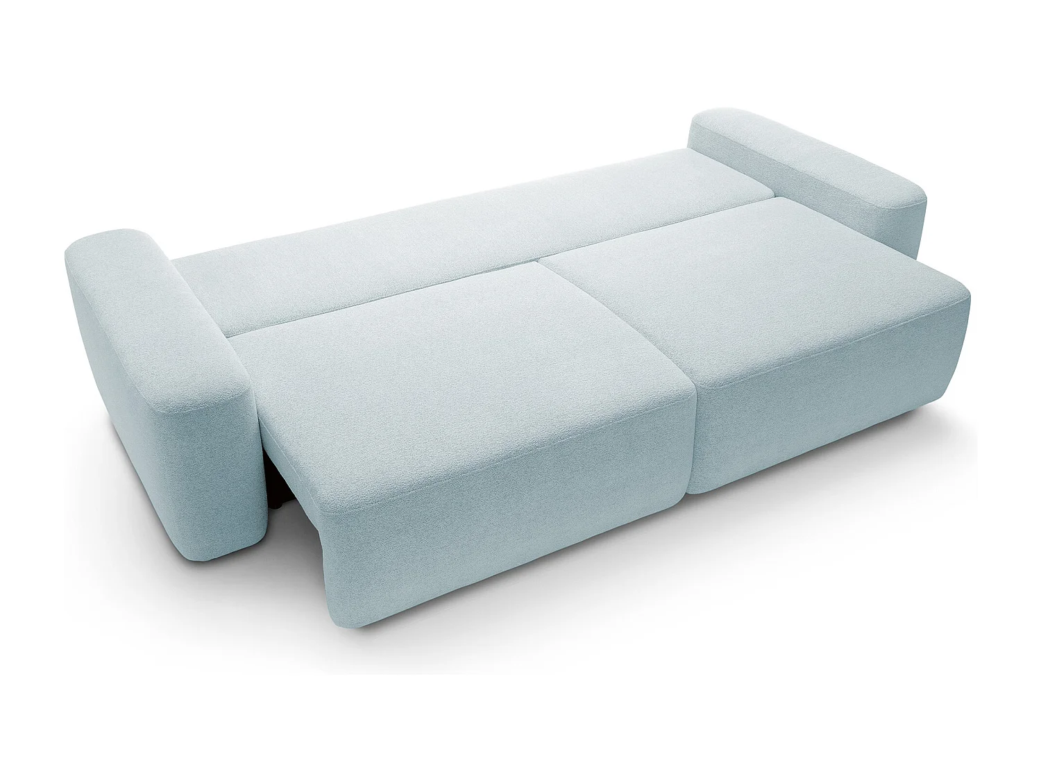 Sofa 4-osobowa, wolnostojąca, pojemnik na pościel, tapicerka pianka PUR, tkanina Raven, funkcja spania: 120x200cm, rozmiar: 257x82x105cm, Gołębi