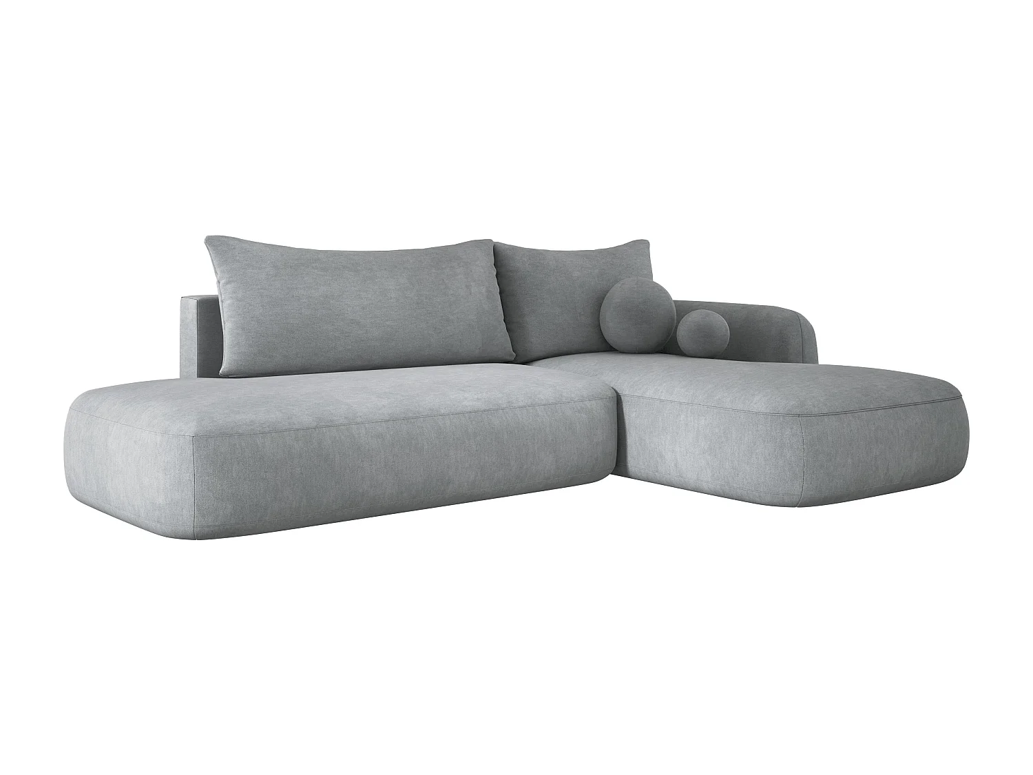 Canapé d'angle BABU avec lit – Sofa convertible moderne CLOUD, 300x105x60cm, côté droit, Gris clair