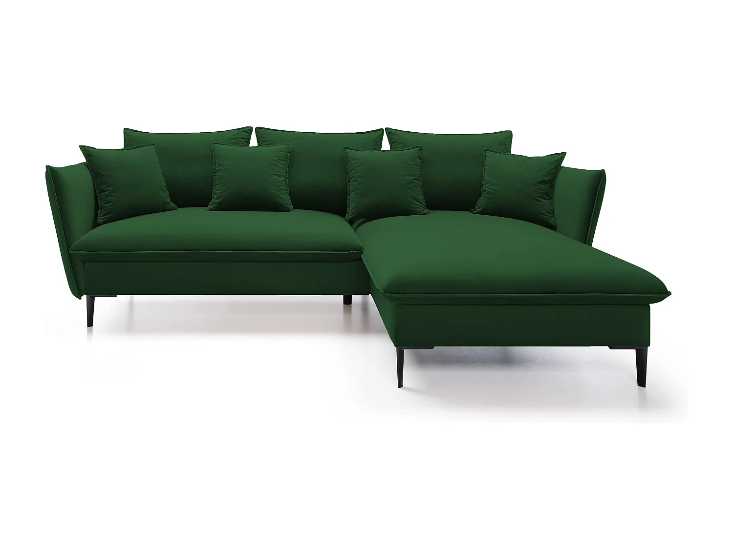 Canapé d'angle GLOSS convertible, ottomane & pieds dorés – canapé en velours style GLOSSour avec coussins déco, 258x167x91 cm, côté droit BORDEAUX