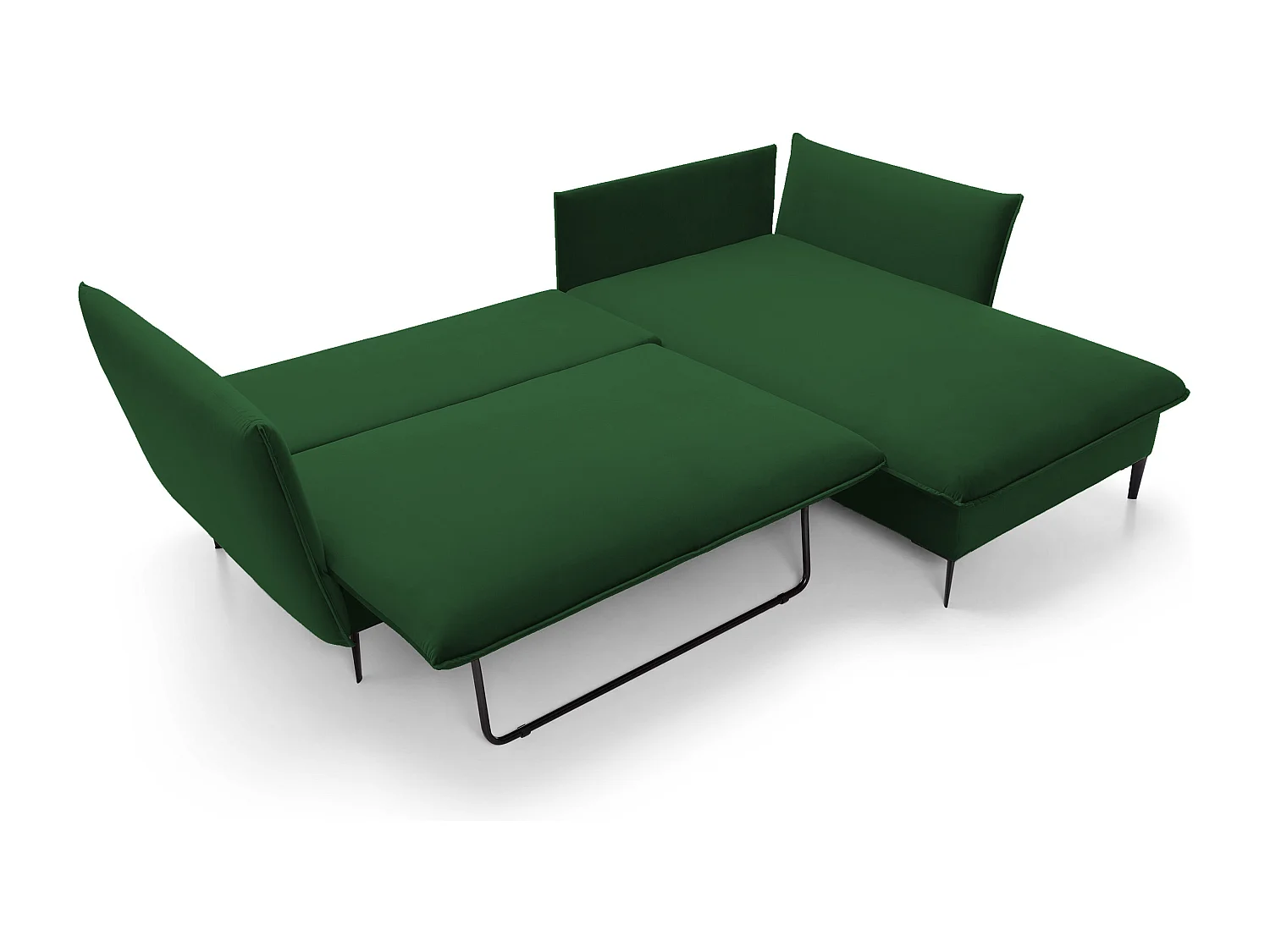 Canapé d'angle GLOSS convertible, ottomane & pieds dorés – canapé en velours style GLOSSour avec coussins déco, 258x167x91 cm, côté droit BORDEAUX