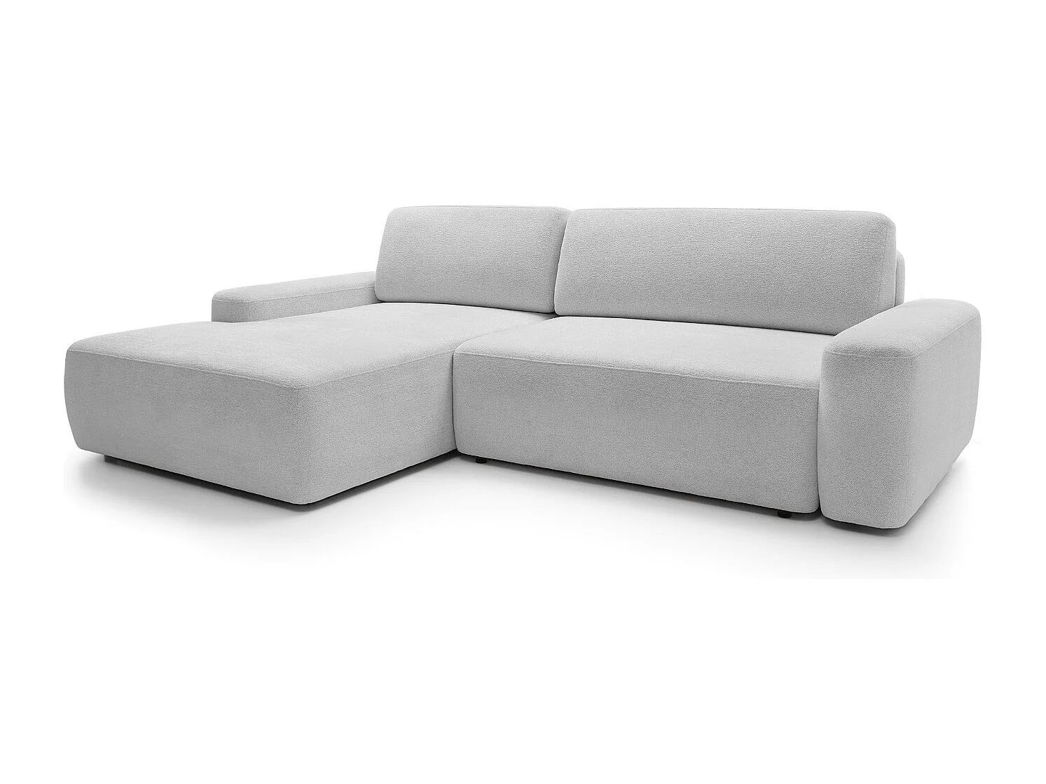 BOULI 4-Sitzer Polstersofa Raven mit Schlaffunktion 130x210cm Bettzeugablage 264x162x82cm linksseitig Farbe: grau
