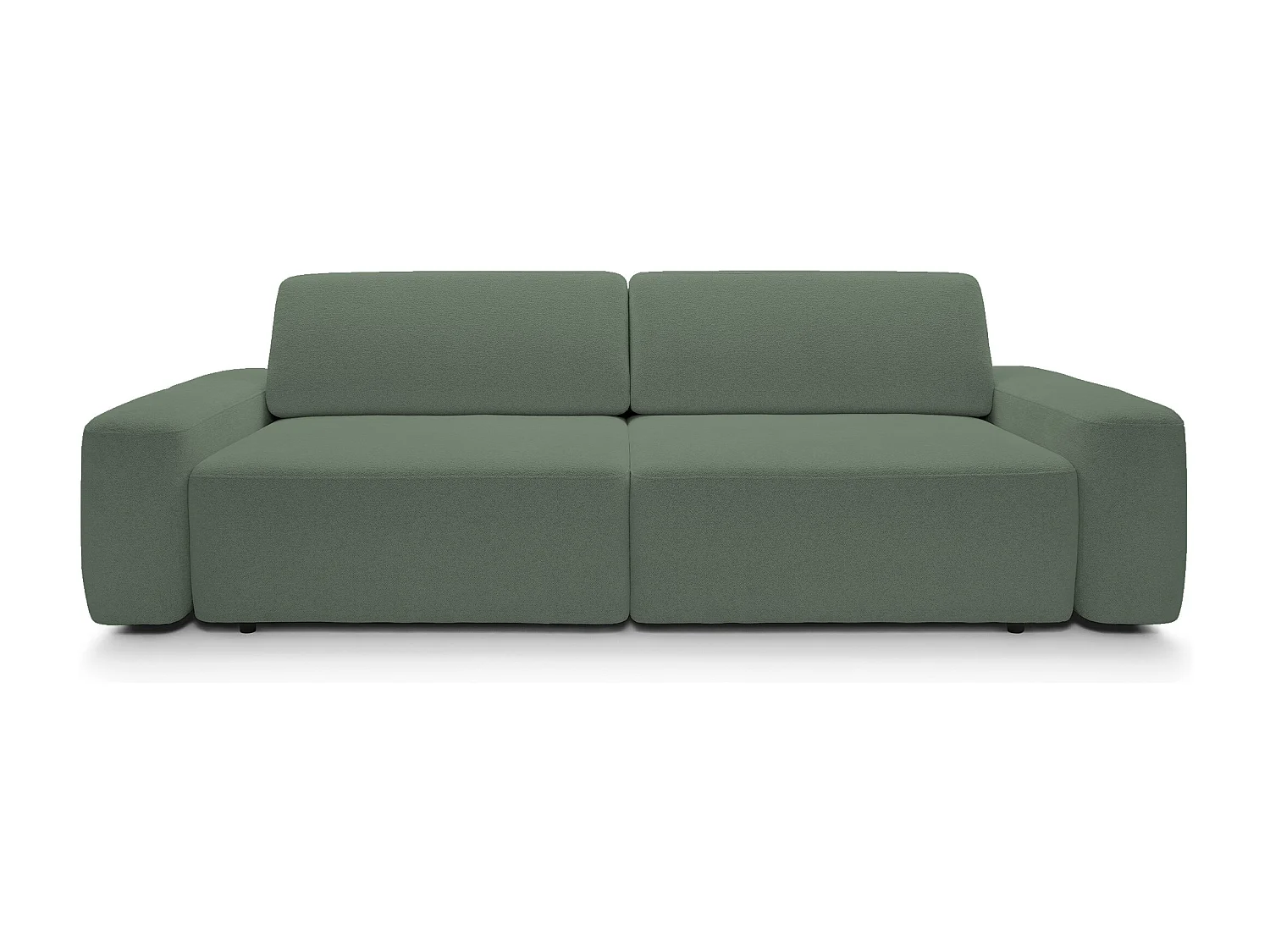 Canapé 4 places, indépendant, coffre, mousse PUR, tissu Raven, couchage 120x200cm, taille 257x82x105cm, Vert