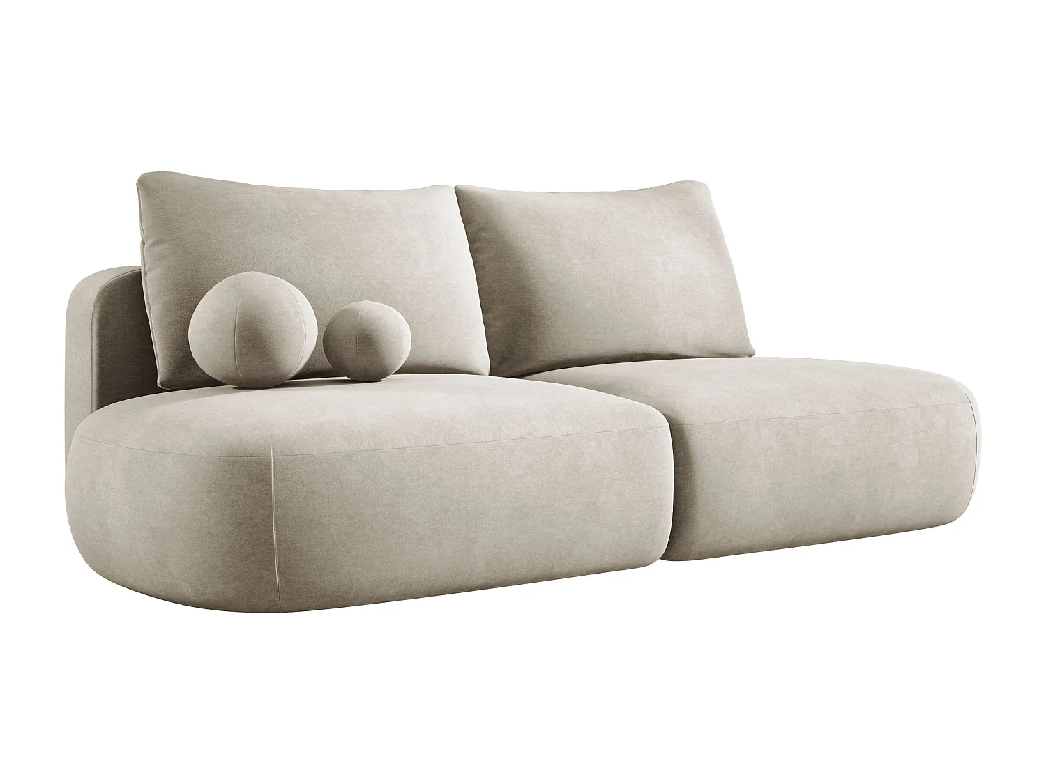 Moderne slaapbank BABU met opbergruimte, slaapfunctie, DL-Automat, 2 rugkussens, 2 sierkussens, 240x90x90 cm Beige