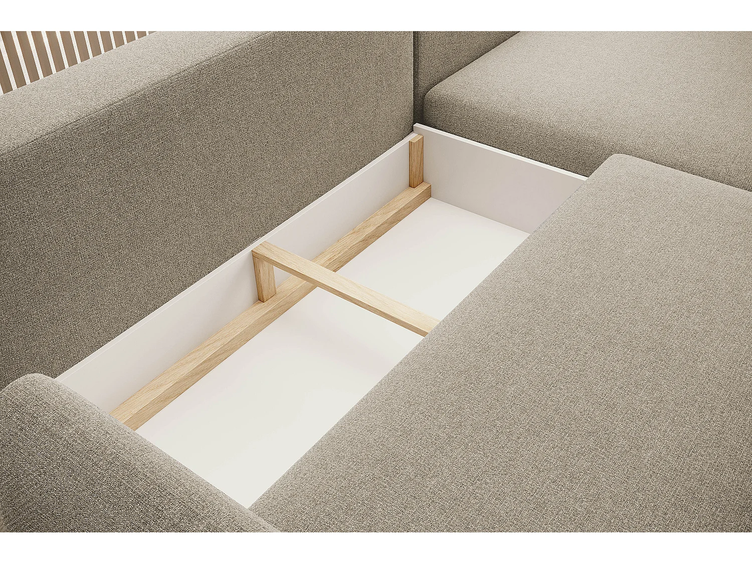 CANAPE BONO Canapé élégant avec fonction sommeil, Pieds en bois robustes, Accoudoirs élégants, Assise profonde 226x164x88cm, Côté gauche Sable