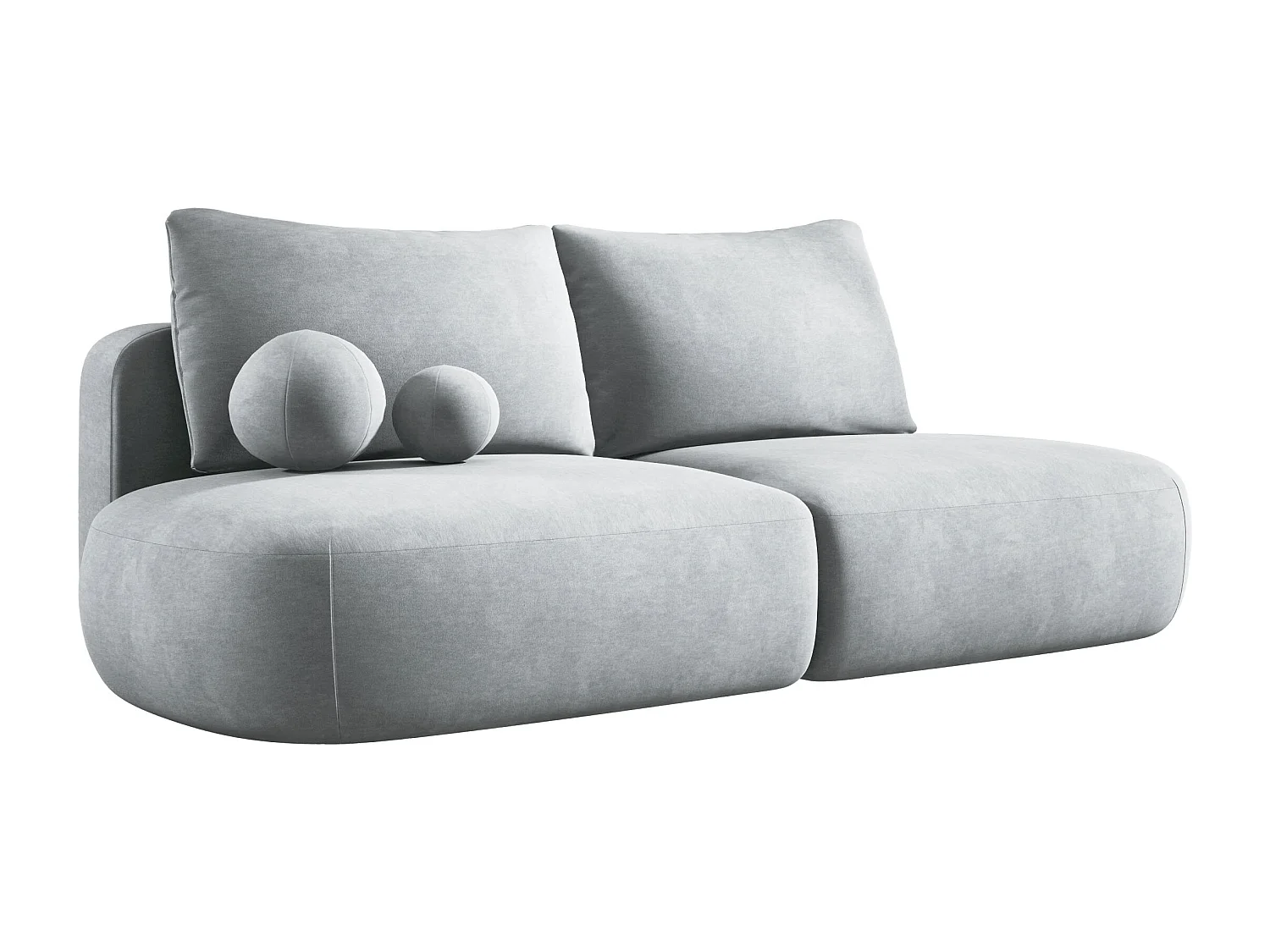 Canapé-lit moderne BABU avec coffre, fonction sommeil, DL-Automat, 2 coussins dossier, 2 coussins déco, 240x90x90 cm Argent