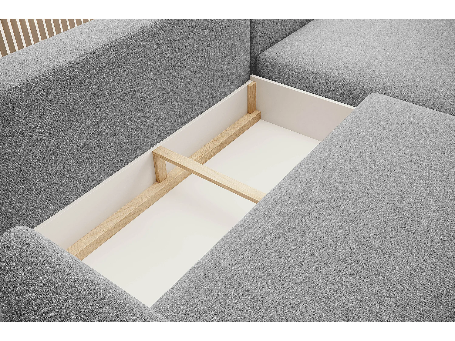 ECKSOFA BONO Stilvolles Sofa mit Schlaffunktion, Robuste Holzfüße, Elegante Armlehnen, Tiefe Sitzfläche 226x164x88cm, Linke Seite Esche