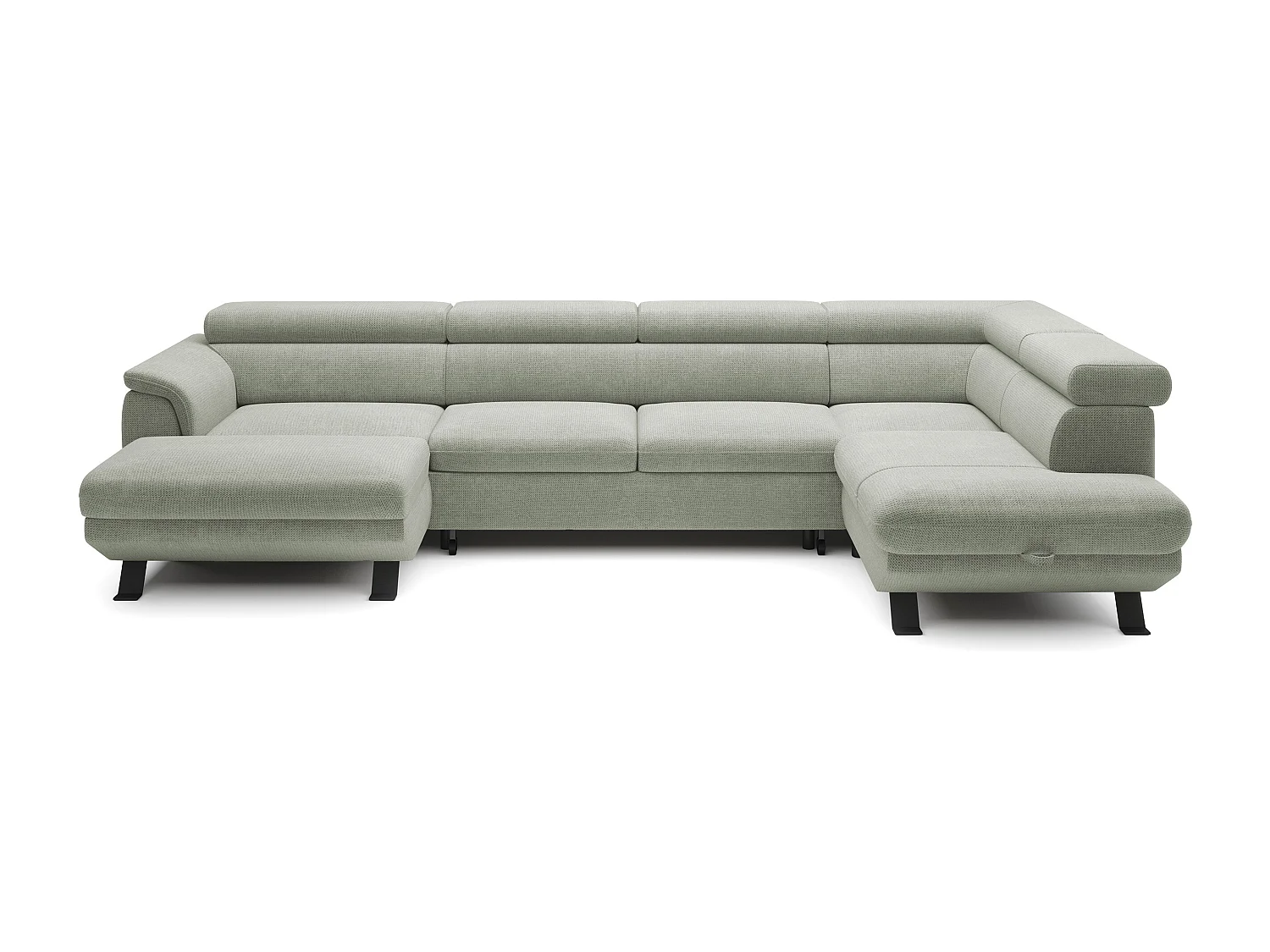 Canapé d'angle RAVEN XL convertible avec tiroir-lit, appuie-têtes réglables, coffre, 334x198x162cm, côté droit Sable