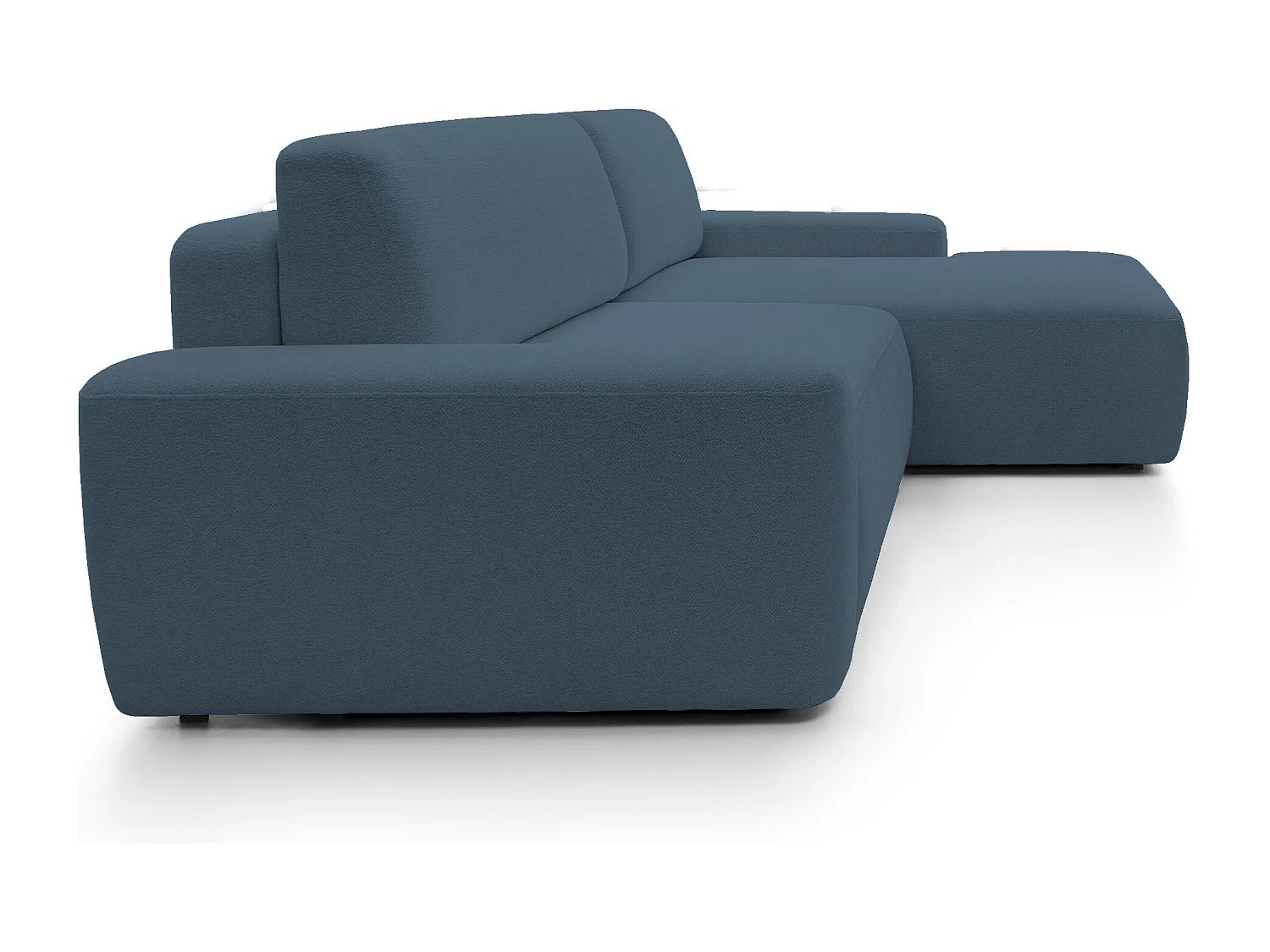 Canapé d’angle BOULI 4 places Raven, couchage 130x210cm, coffre, 264x162x82cm, droite vert lagon