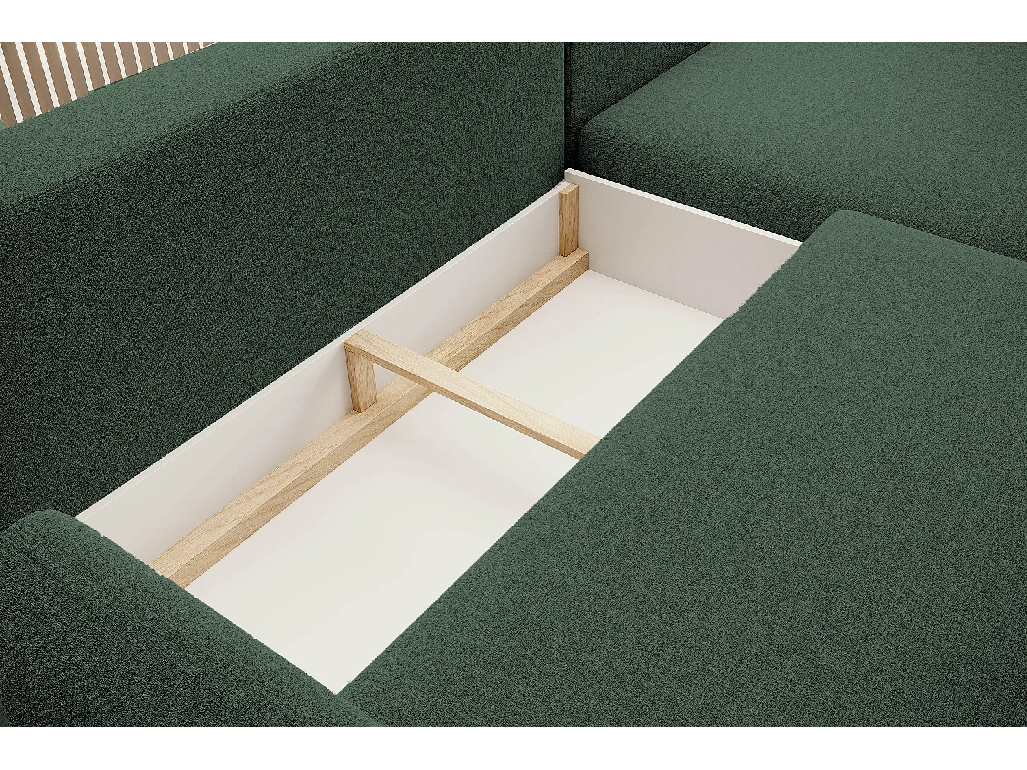 NAROŻNIK BONO Stylowa sofa z funkcją spania, Drewniane nóżki, Eleganckie podłokietniki, Głębokie siedzisko 226x164x88cm, Prawa strona Leśna zieleń