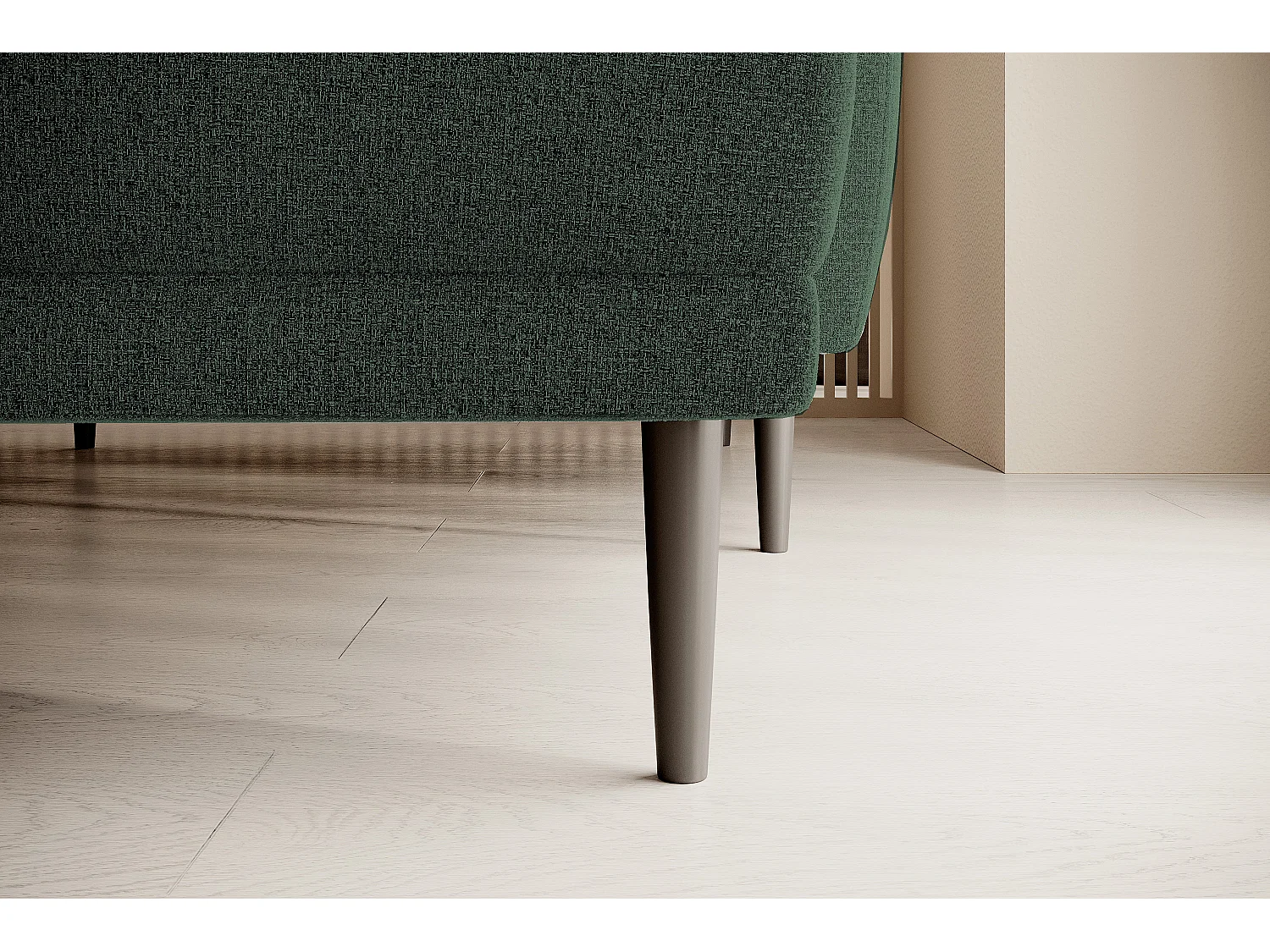 NAROŻNIK BONO Stylowa sofa z funkcją spania, Drewniane nóżki, Eleganckie podłokietniki, Głębokie siedzisko 226x164x88cm, Prawa strona Leśna zieleń