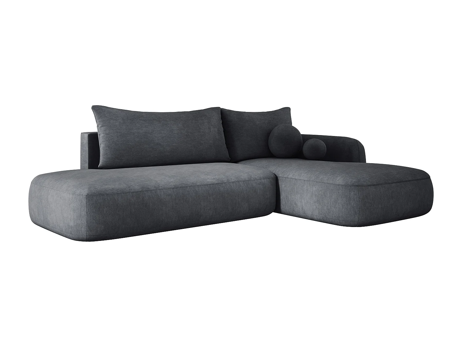 Narożnik BABU z funkcją spania – nowoczesna sofa do salonu, materiał CLOUD, 300x105x60 cm, prawa strona, Szary