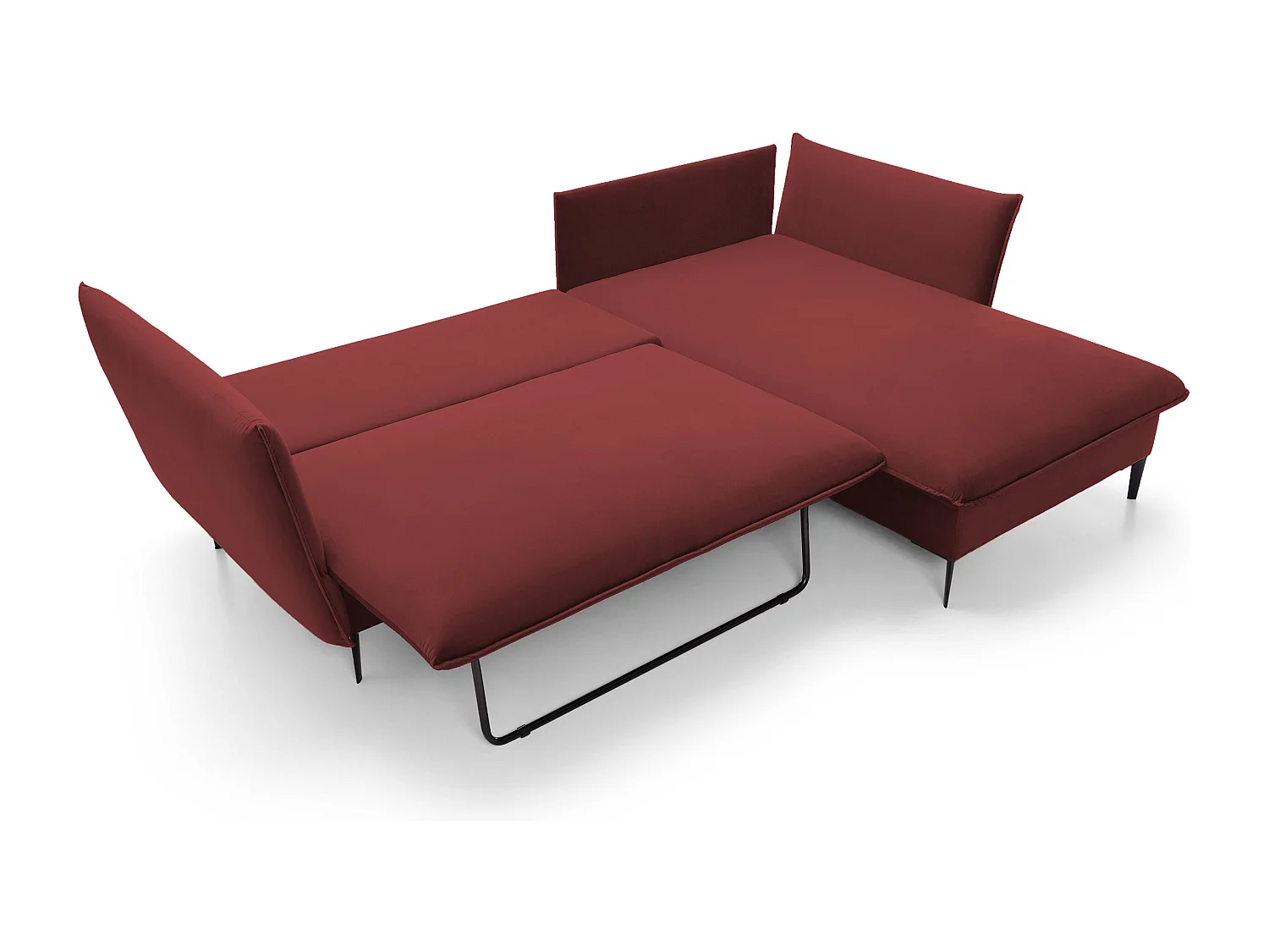 Canapé d'angle GLOSS convertible, ottomane & pieds dorés – canapé en velours style GLOSSour avec coussins déco, 258x167x91 cm, côté droit MENTHE