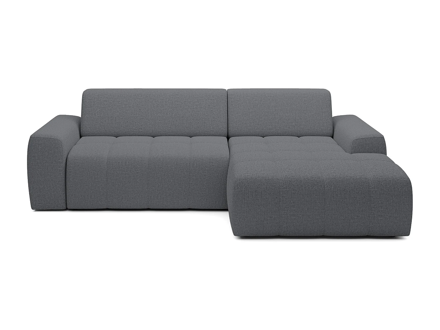 Canapé d'angle Savio indépendant, tissu Kansas résistant, dim. 265x172x81cm, couchage 206x92cm, côté droit, gris