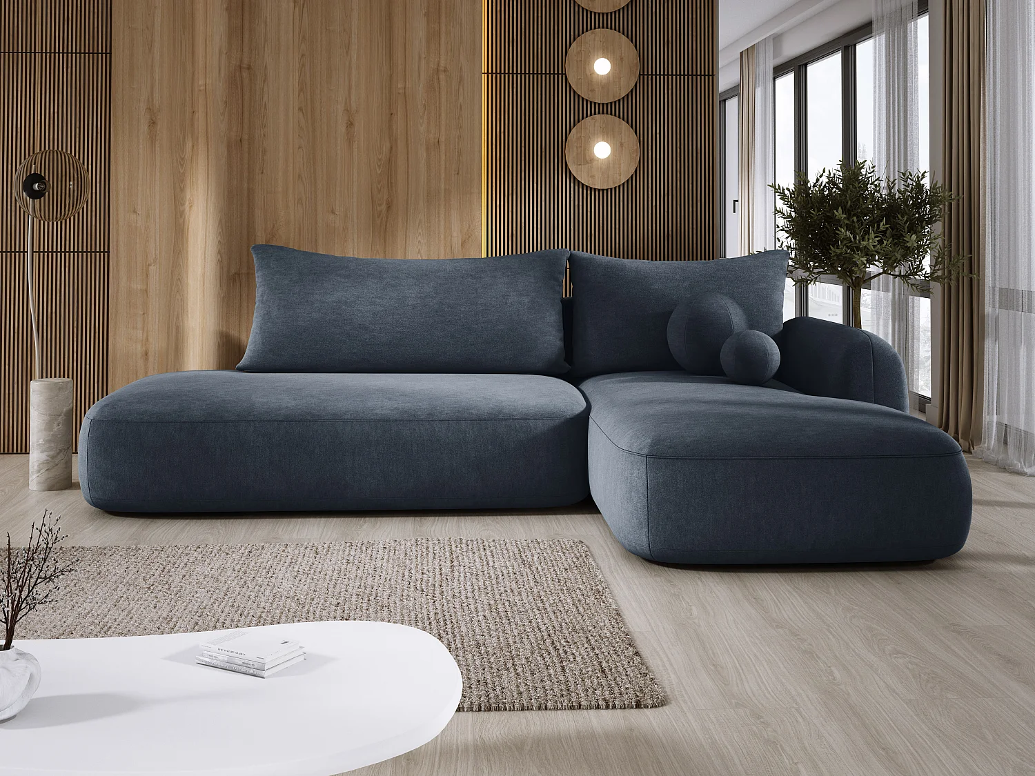 Ecksofa BABU Mit Bettfunktion – Moderne Polsterecke Für Wohnzimmer Funktionales Schlafsofa Im Stoff CLOUD, 300x105x60cm, Rechte Seite, Graphit