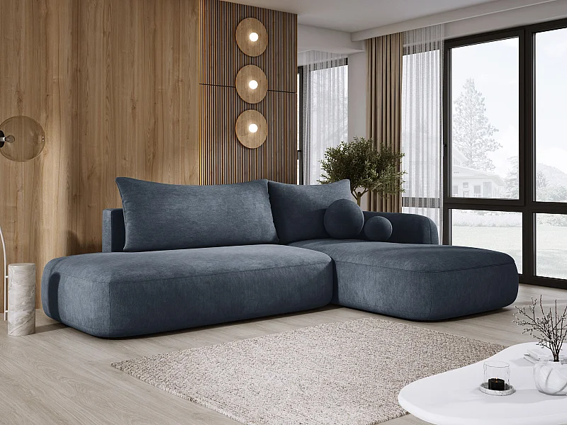 Canapé d'angle BABU avec lit – Sofa convertible moderne CLOUD, 300x105x60cm, côté droit, Graphite