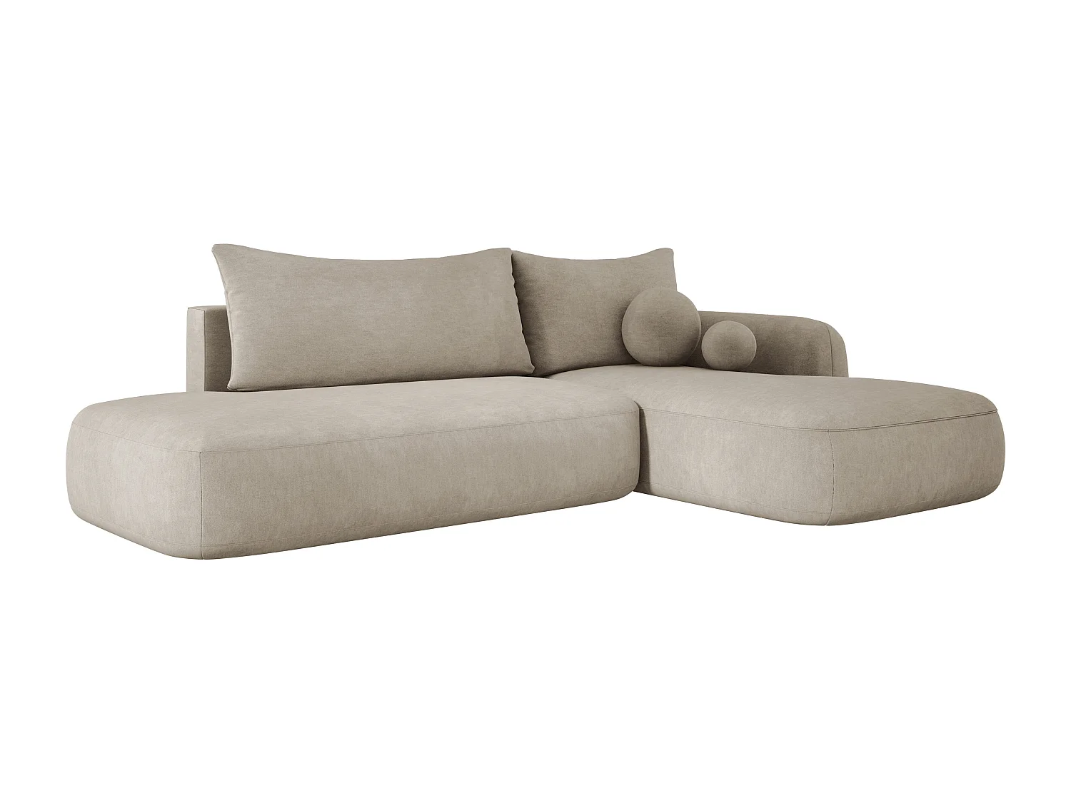 Canapé d'angle BABU avec lit – Sofa convertible moderne CLOUD, 300x105x60cm, côté droit, Beige