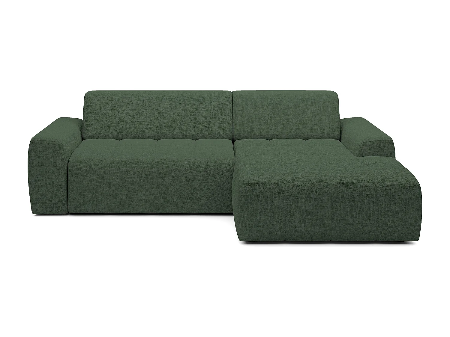 Canapé d'angle Savio indépendant, tissu Kansas résistant, dim. 265x172x81cm, couchage 206x92cm, côté droit, vert