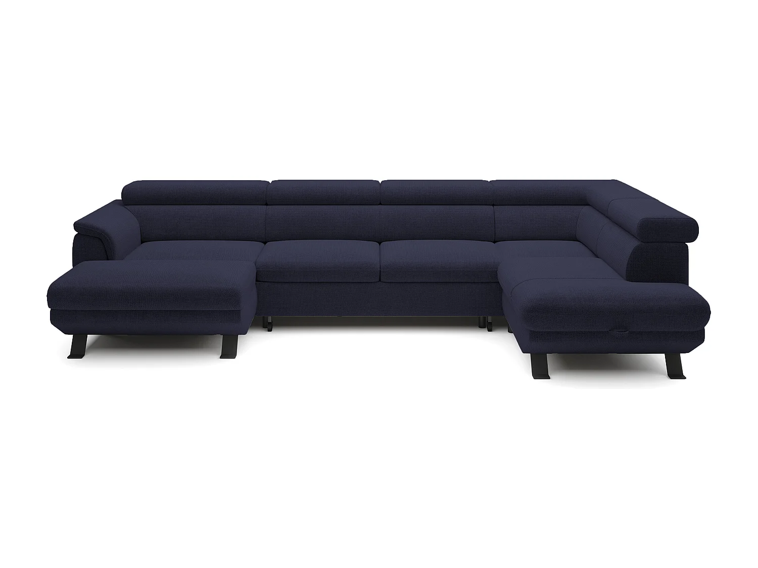 Canapé d'angle RAVEN XL convertible avec tiroir-lit, appuie-têtes réglables, coffre, 334x198x162cm, côté droit Mer