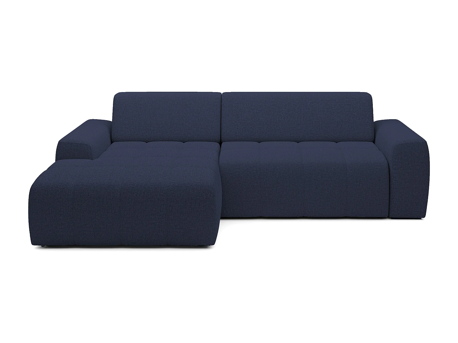 Canapé d'angle Savio indépendant, tissu Kansas résistant, dim. 265x172x81cm, couchage 206x92cm, côté gauche, bleu