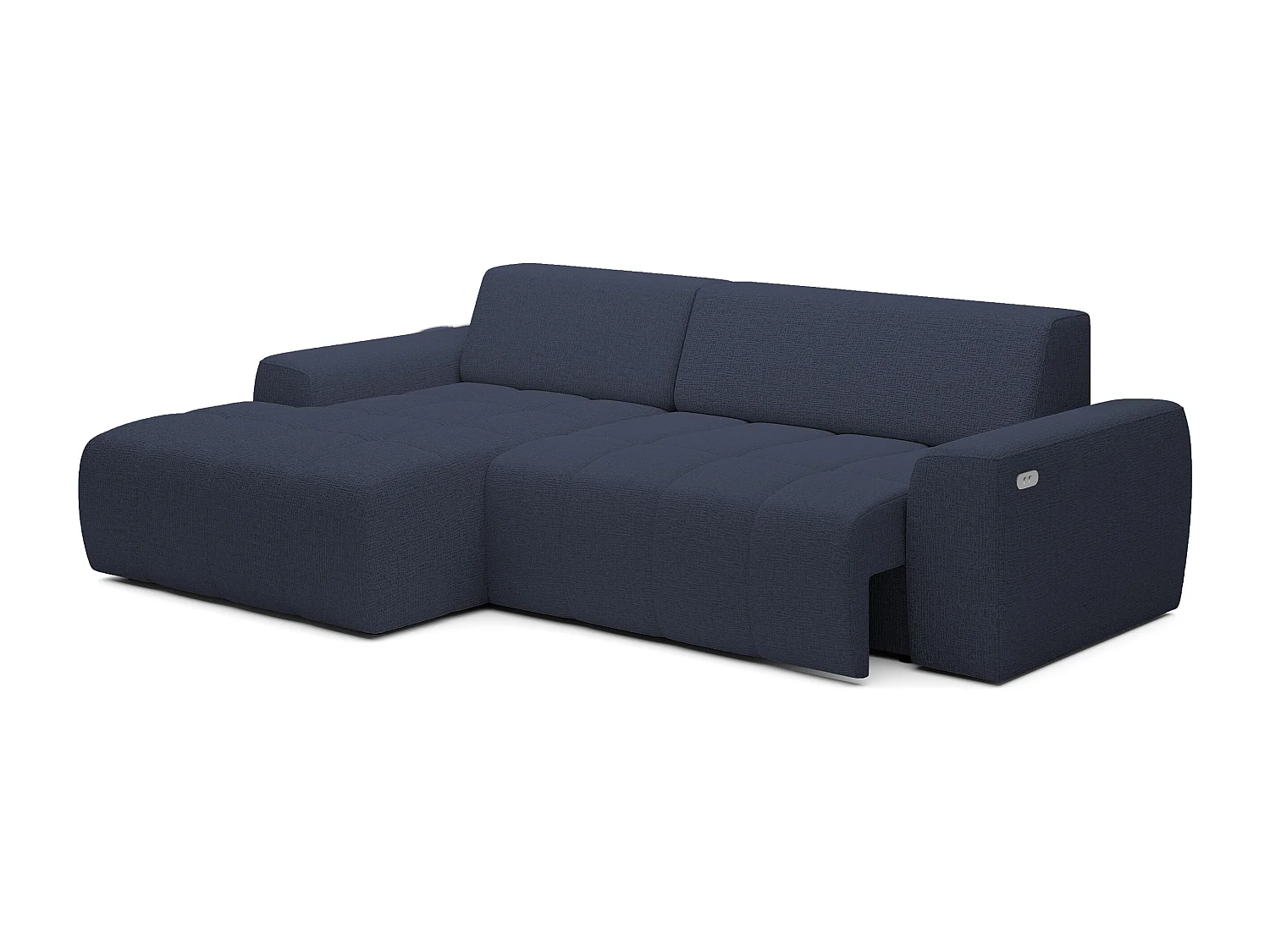 Canapé d'angle Savio indépendant, tissu Kansas résistant, dim. 265x172x81cm, couchage 206x92cm, côté gauche, bleu