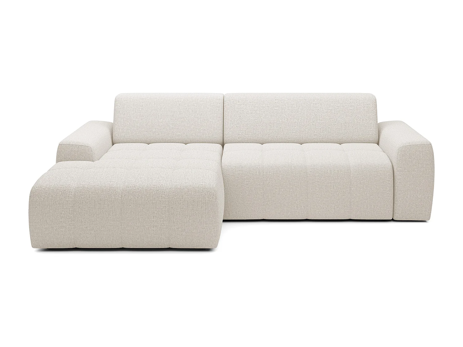 Canapé d'angle Savio indépendant, tissu Kansas résistant, dim. 265x172x81cm, couchage 206x92cm, côté gauche, beige clair