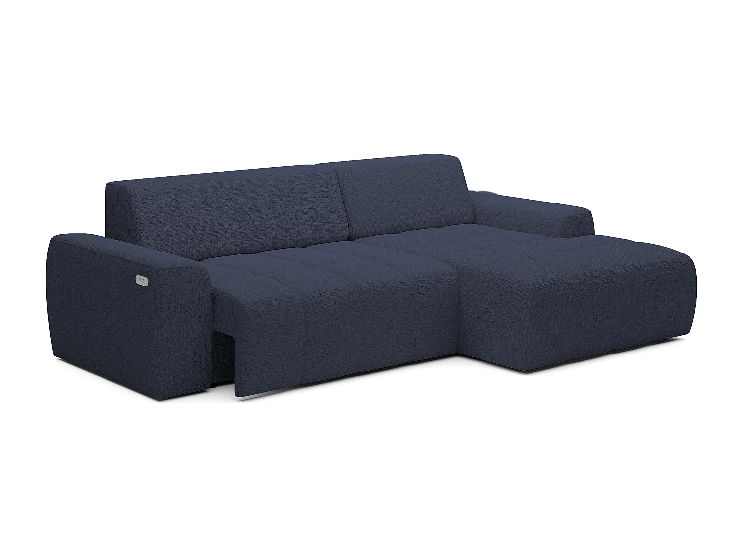 Canapé d'angle Savio indépendant, tissu Kansas résistant, dim. 265x172x81cm, couchage 206x92cm, côté droit, bleu