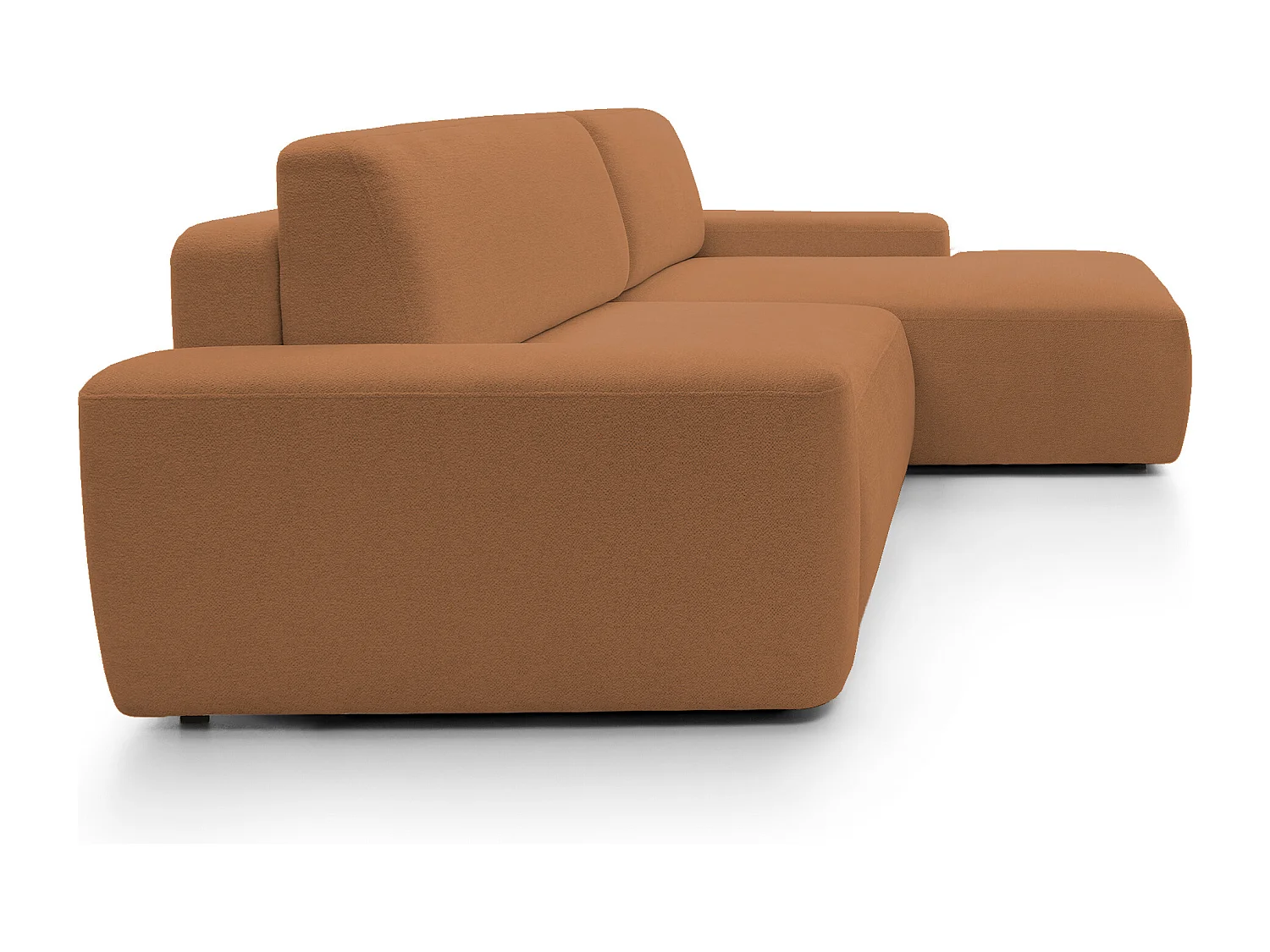 Canapé d’angle BOULI 4 places Raven, couchage 130x210cm, coffre, 264x162x82cm, droite orange