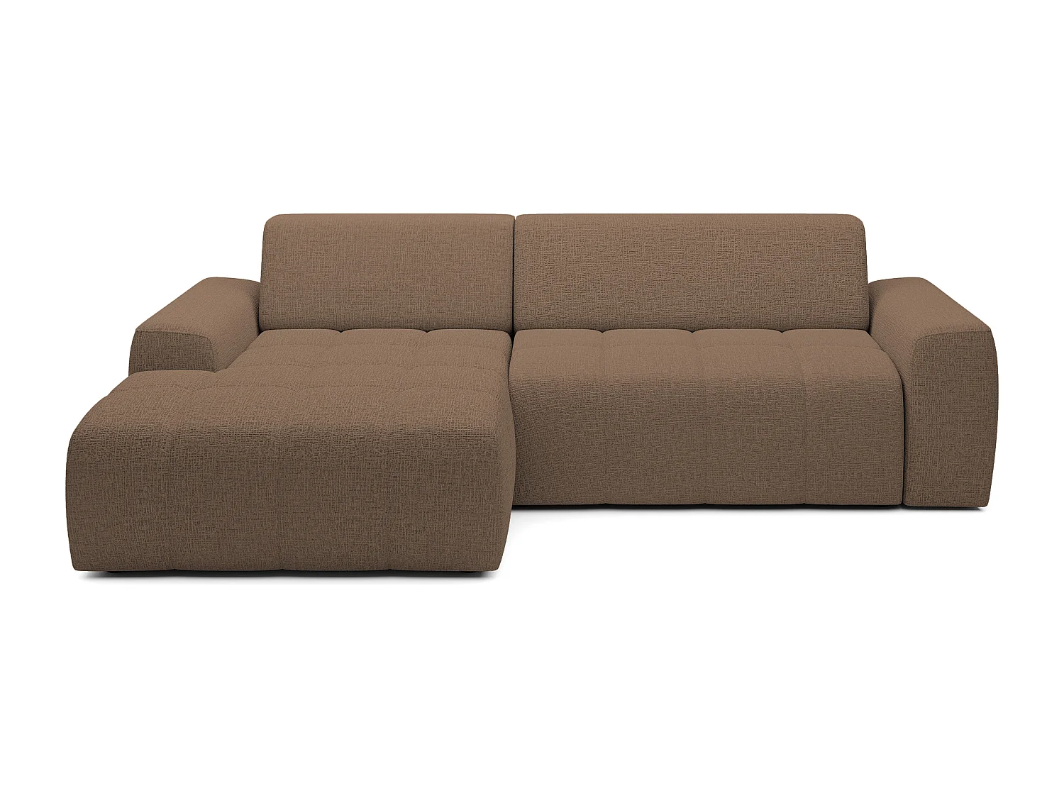 Canapé d'angle Savio indépendant, tissu Kansas résistant, dim. 265x172x81cm, couchage 206x92cm, côté gauche, cappuccino