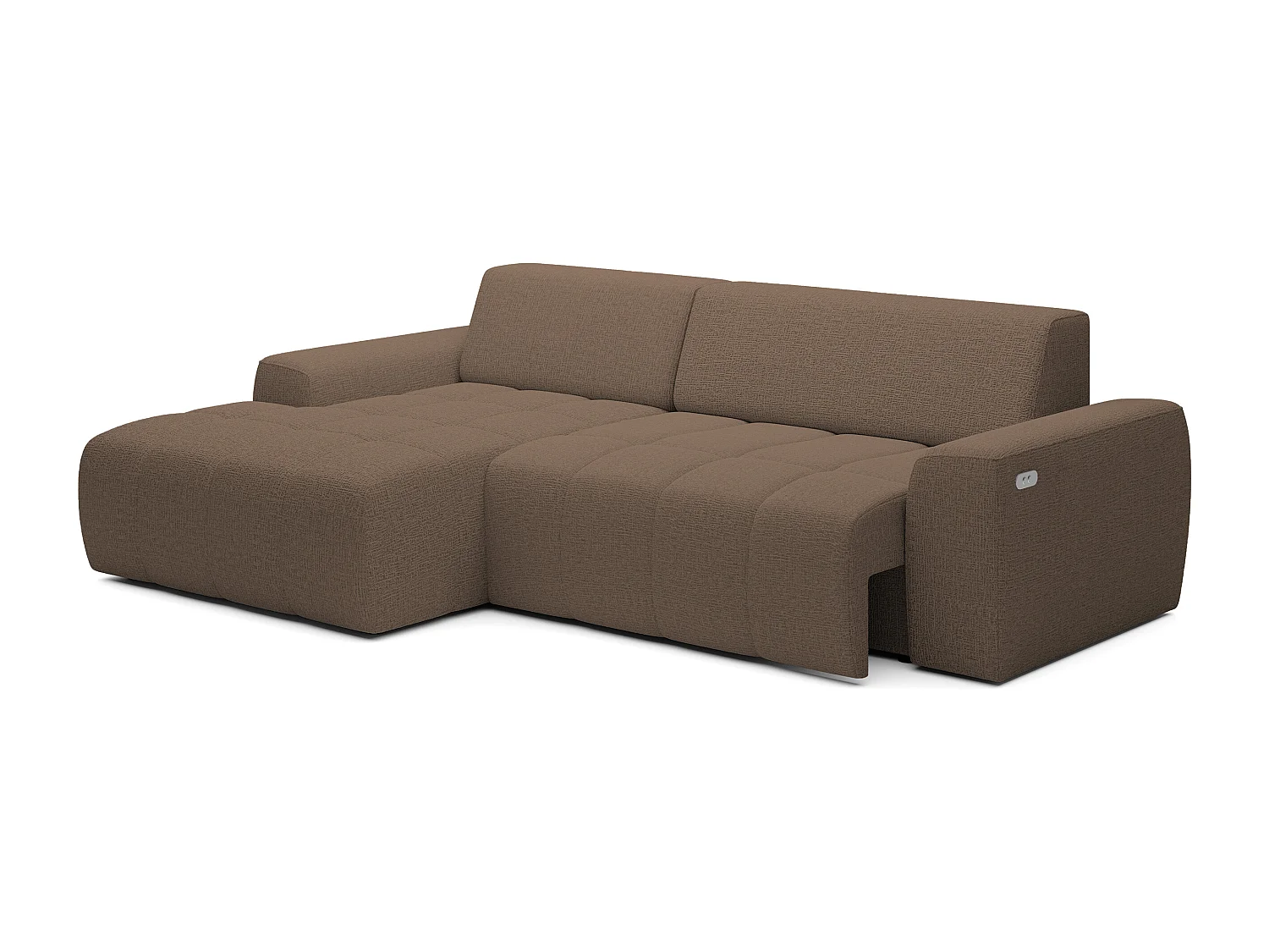 Canapé d'angle Savio indépendant, tissu Kansas résistant, dim. 265x172x81cm, couchage 206x92cm, côté gauche, cappuccino