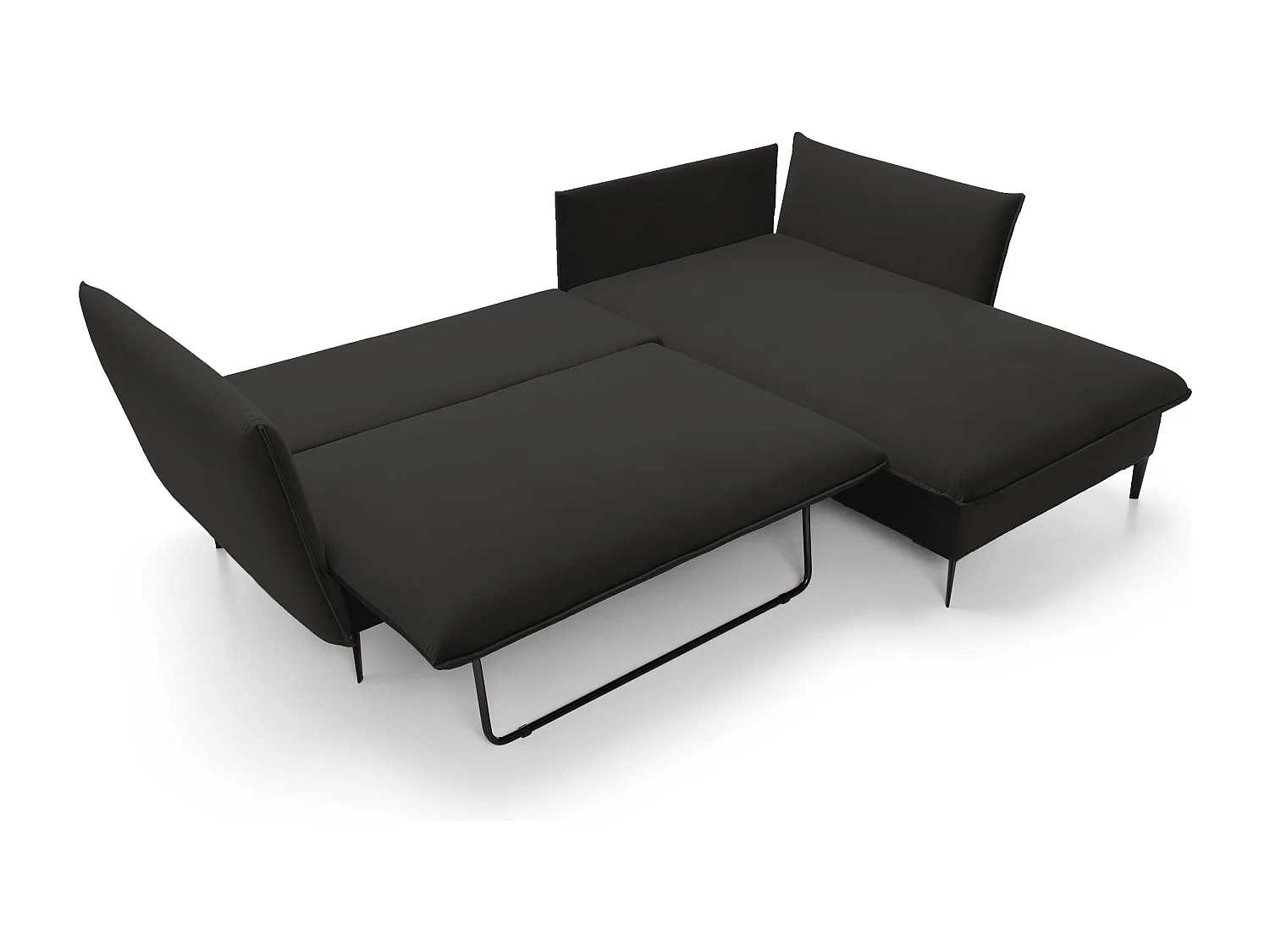 Canapé d'angle GLOSS convertible, ottomane & pieds dorés – canapé en velours style GLOSSour avec coussins déco, 258x167x91 cm, côté droit BEIGE