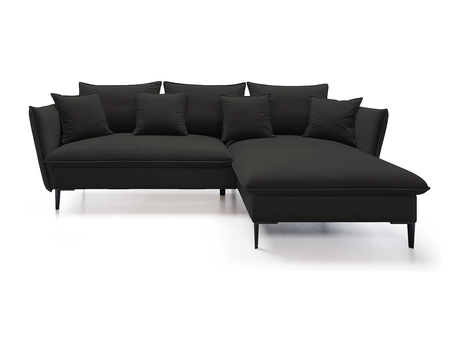 Canapé d'angle GLOSS convertible, ottomane & pieds dorés – canapé en velours style GLOSSour avec coussins déco, 258x167x91 cm, côté droit BEIGE