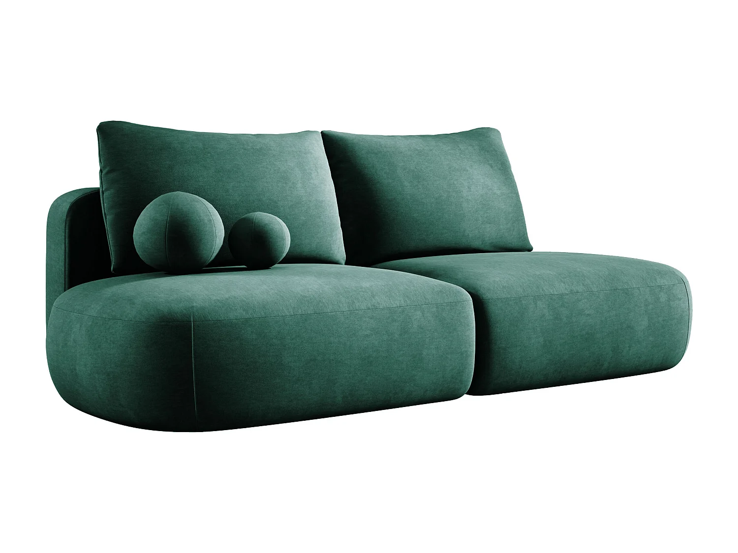 Schlafsofa Moderne  BABU mit Schlaffunktion – 3-Sitzer Sofa mit Bettkasten, DL-Automat, 2 Rückenkissen, 2 Zierkissen, 240x90x90 cm Grün