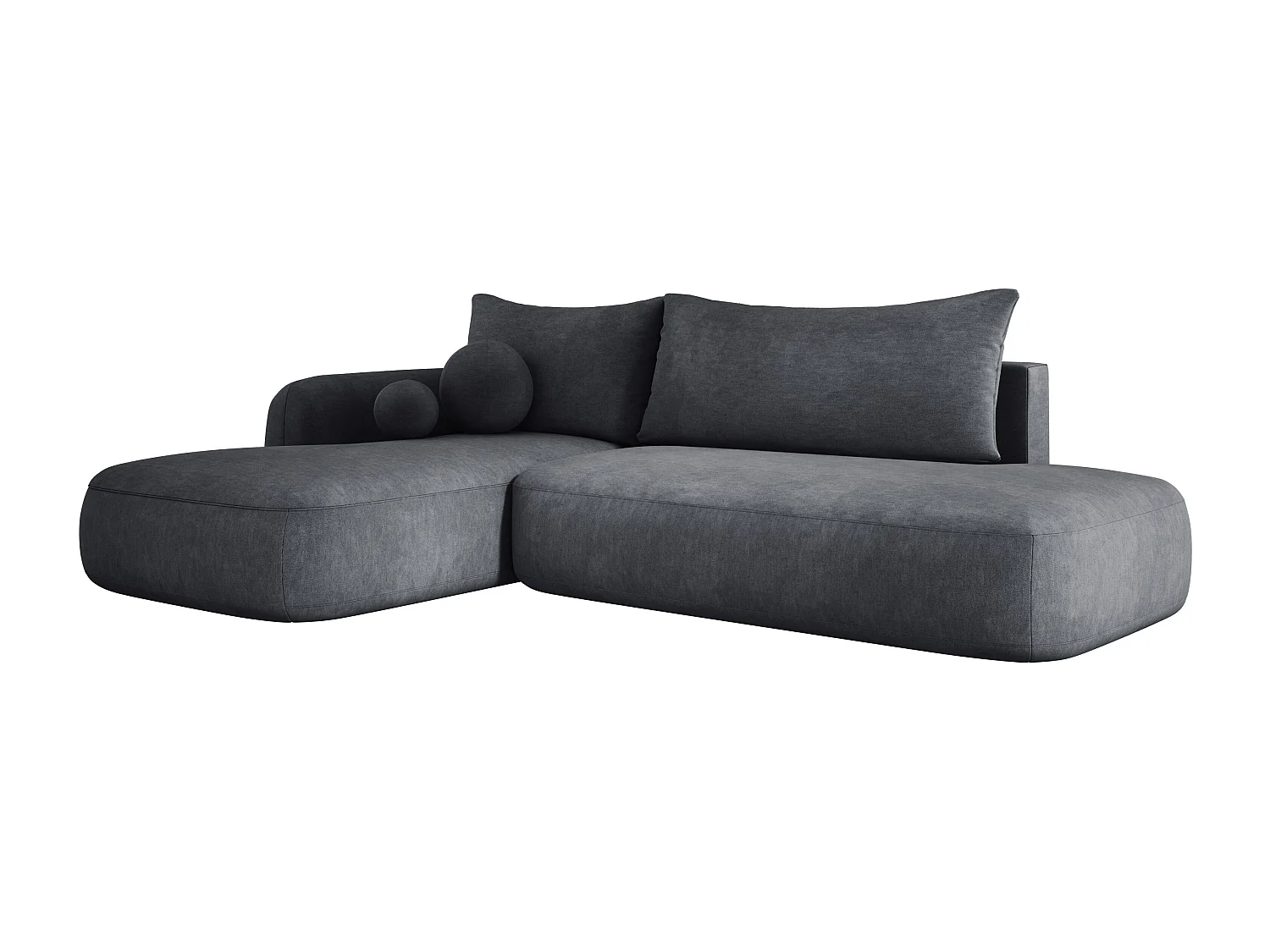 Hoekbank BABU met slaapfunctie – Moderne lounge voor woonkamer, functionele slaapbank in stof CLOUD, 300x105x60cm, linkerzijde, grijs